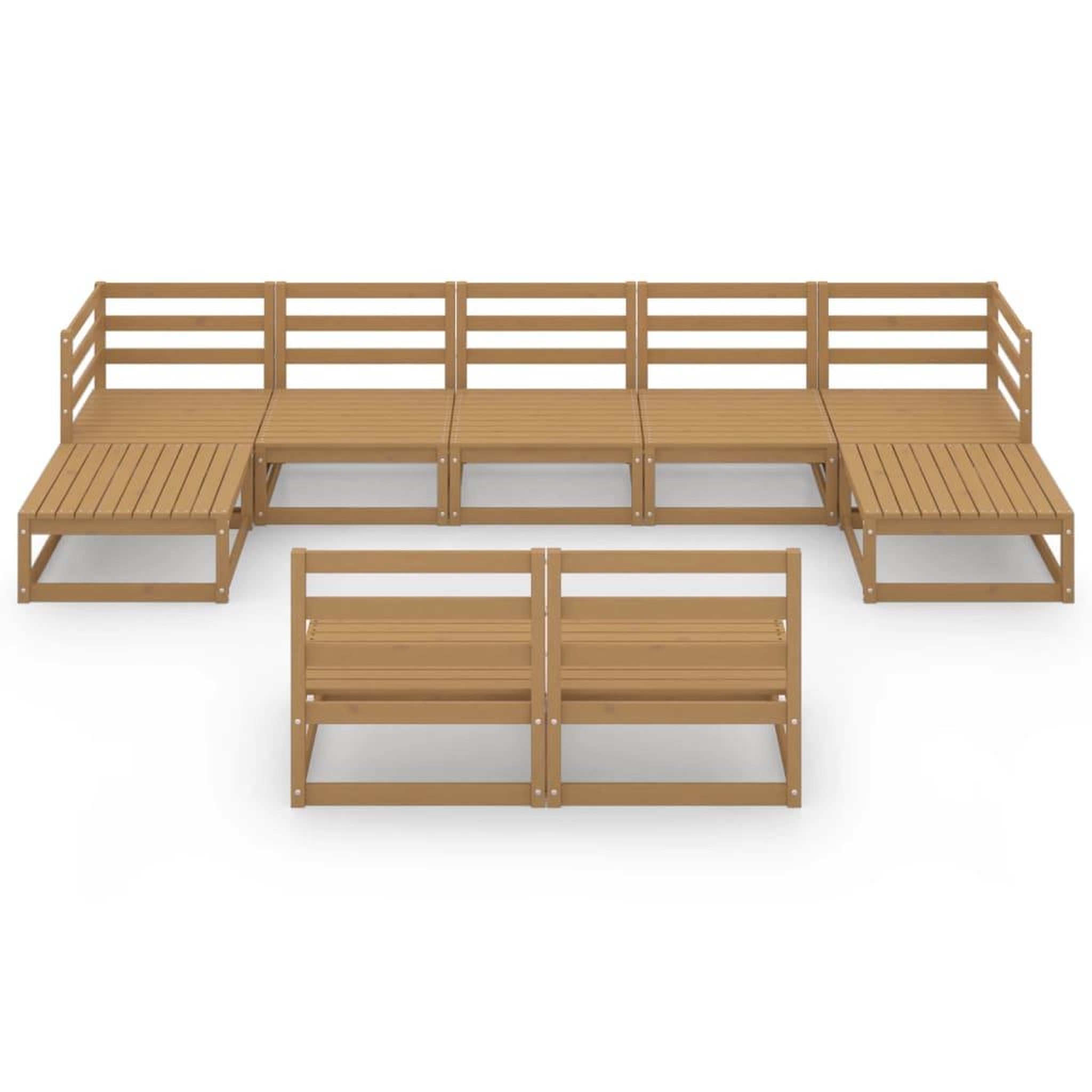 Voir la diapositive 3 : VIDAXL Salon de jardin 9 pcs bois de pin massif