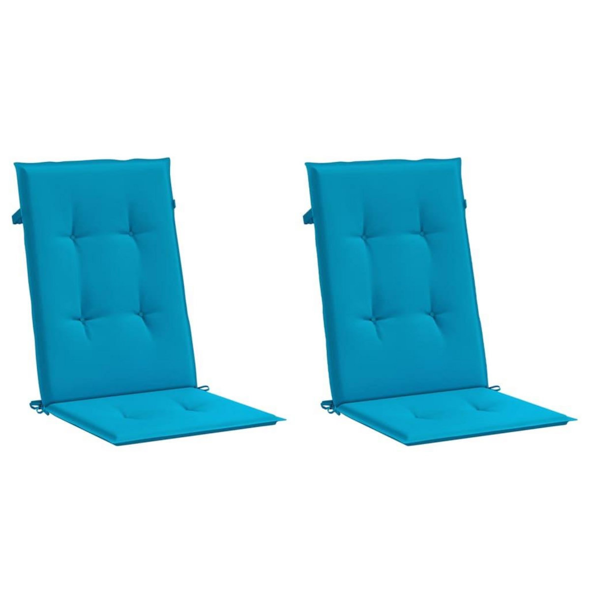 VIDAXL Coussins de chaise de jardin a dossier haut lot de 2 bleu tissu