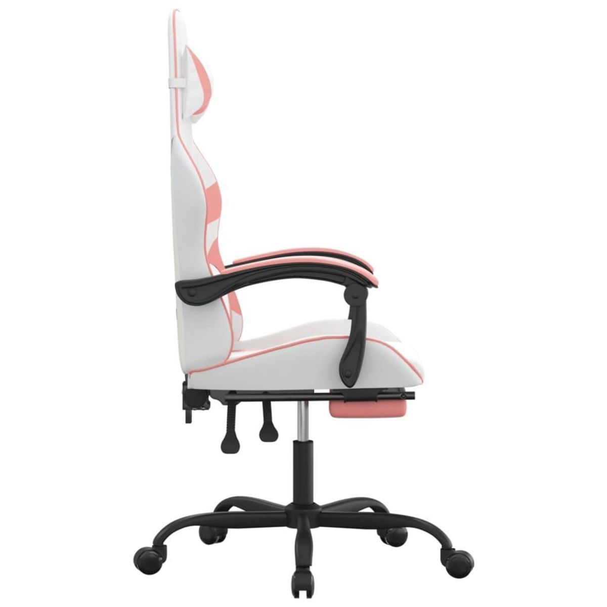 VIDAXL Chaise de jeu avec repose-pied Blanc et rose Similicuir