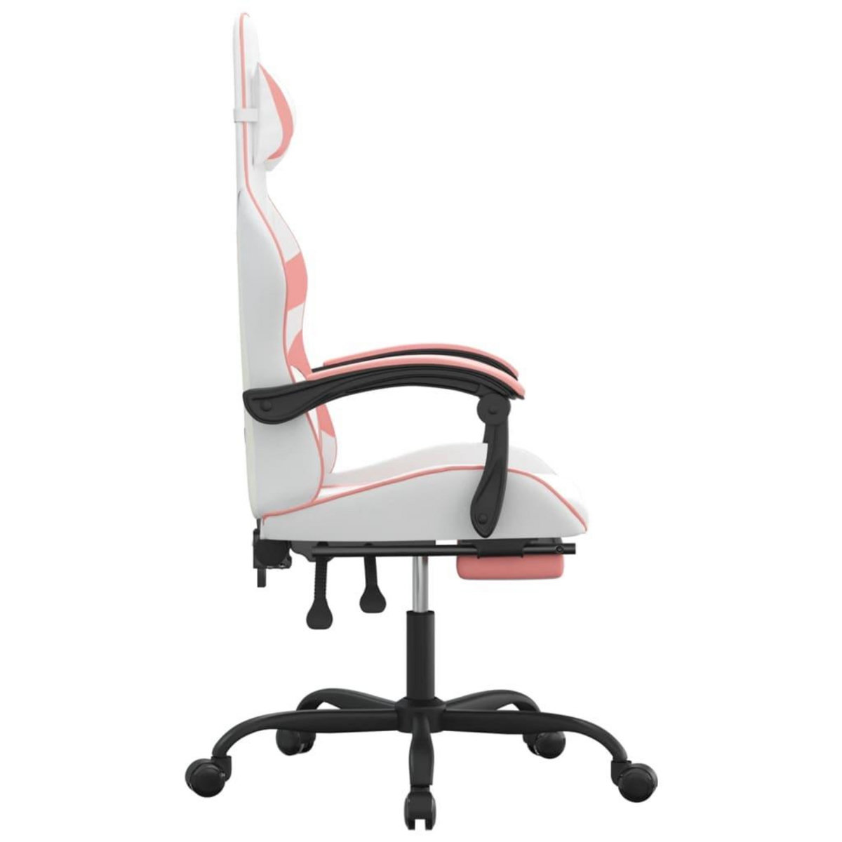 VIDAXL Chaise de jeu avec repose-pied Blanc et rose Similicuir