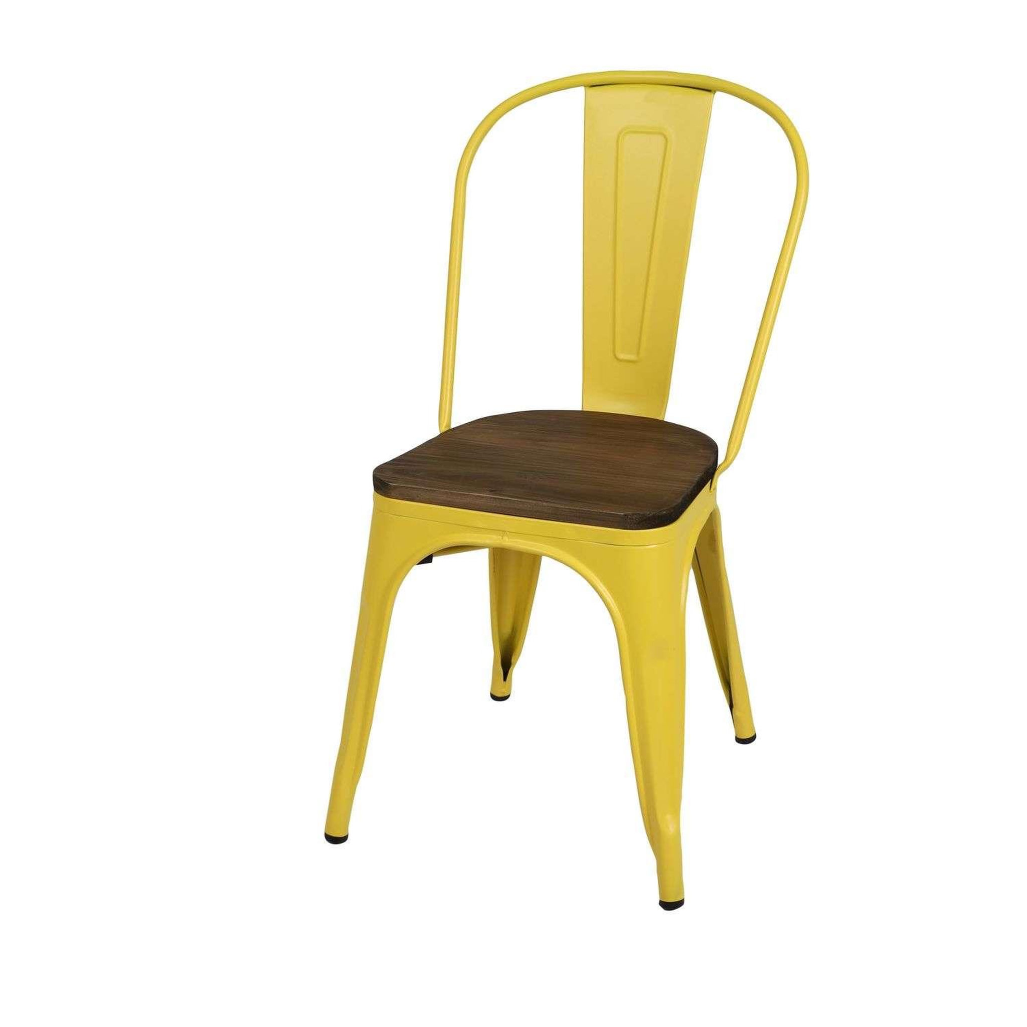 Voir la diapositive 2 : TOILINUX Lot de 4 chaises vintage liv h84 cm - jaune