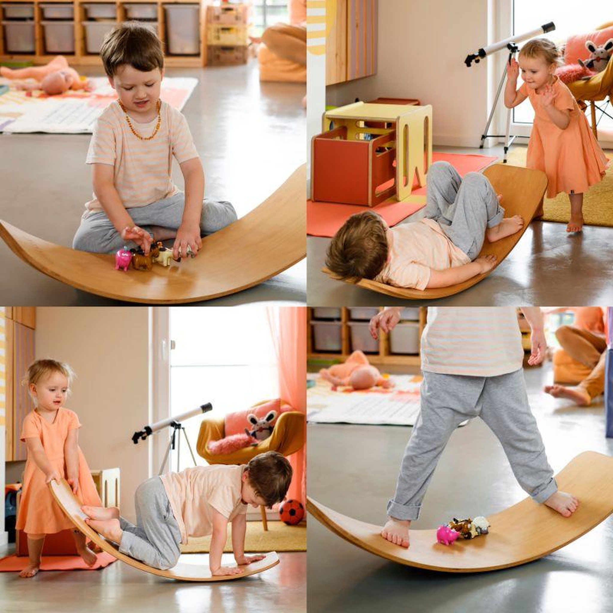 Voir la diapositive 4 : PLAY4FUN Planche d'équilibre Montessori enfant - PLEBO