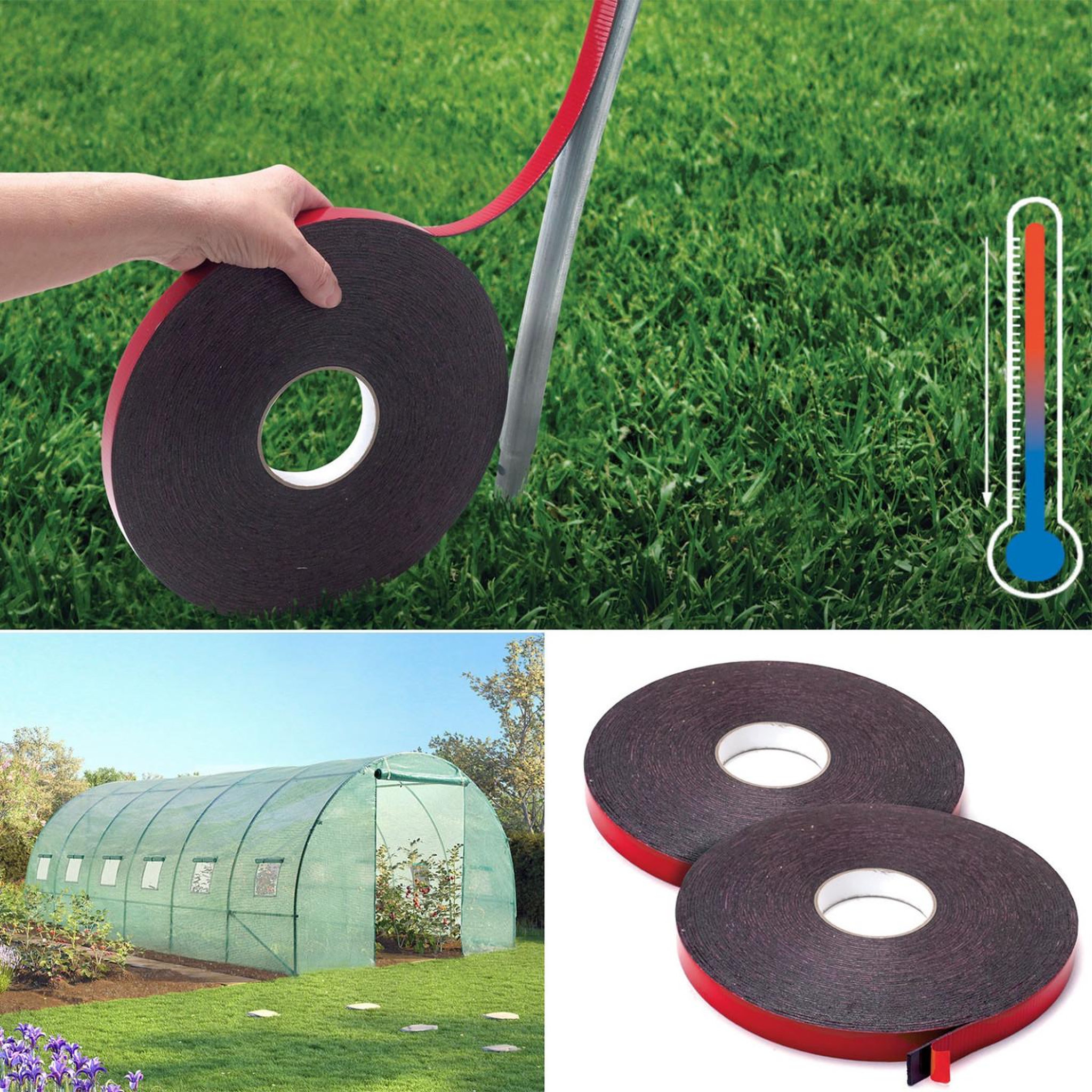 Voir la diapositive 3 : ID MARKET Ruban adhésif isolant double face mousse thermique anti-chaleur pour arceaux de serre de jardin