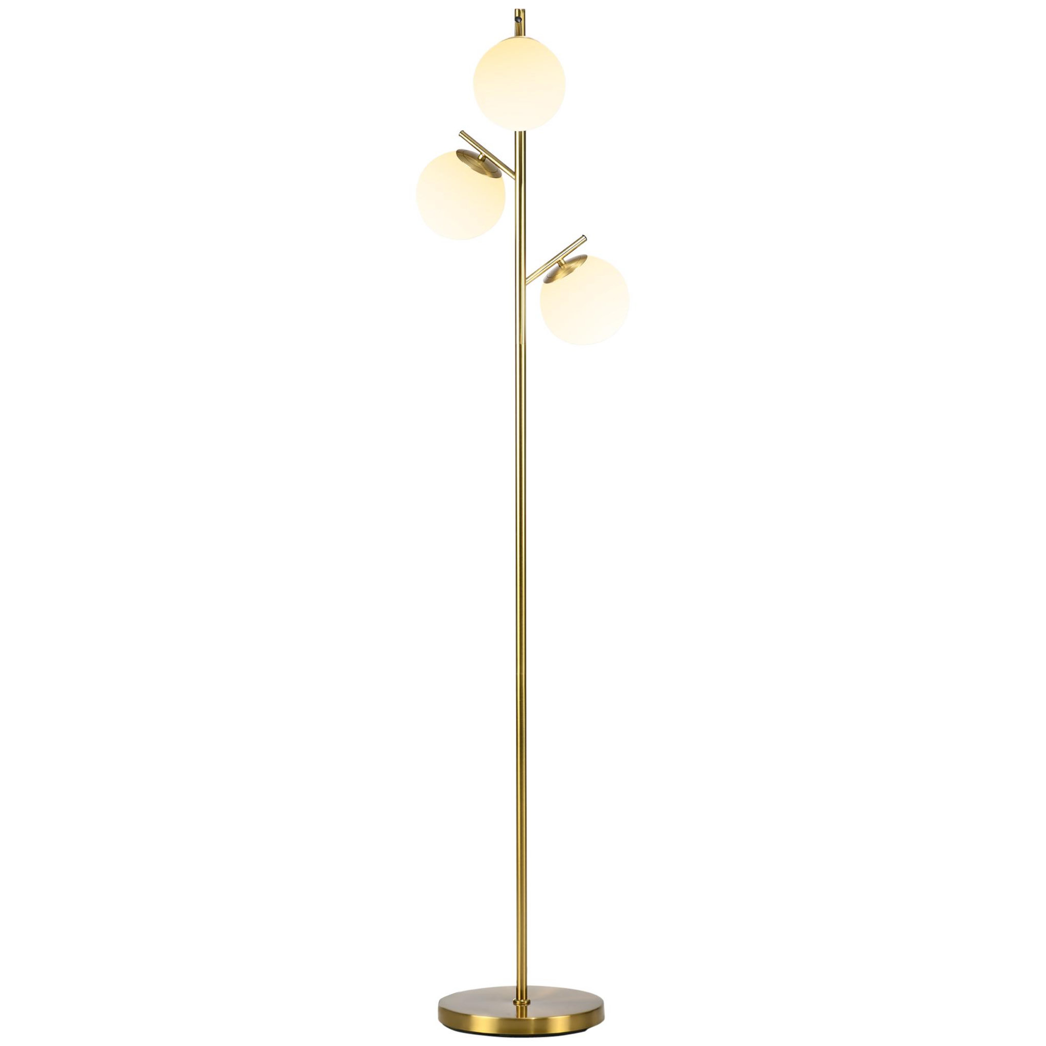 HOMCOM Lampadaire globe design néo-rétro 3 ampoules max. 40 w 169h cm métal doré