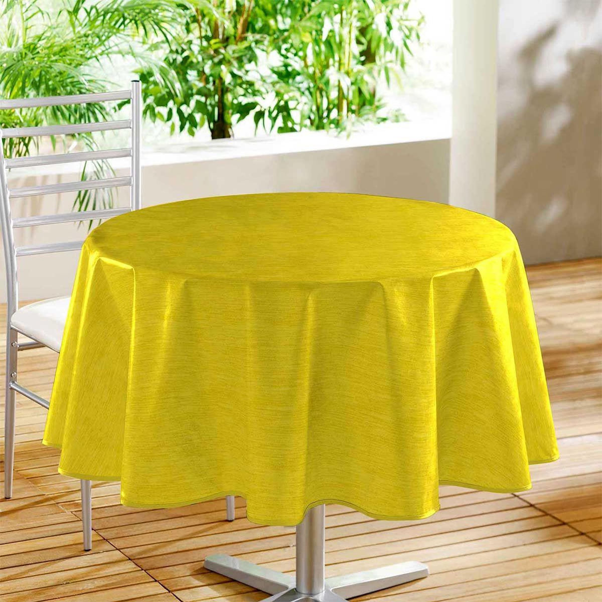 Paris Prix Nappe Ronde Toile Cirée  Declino  160cm Jaune