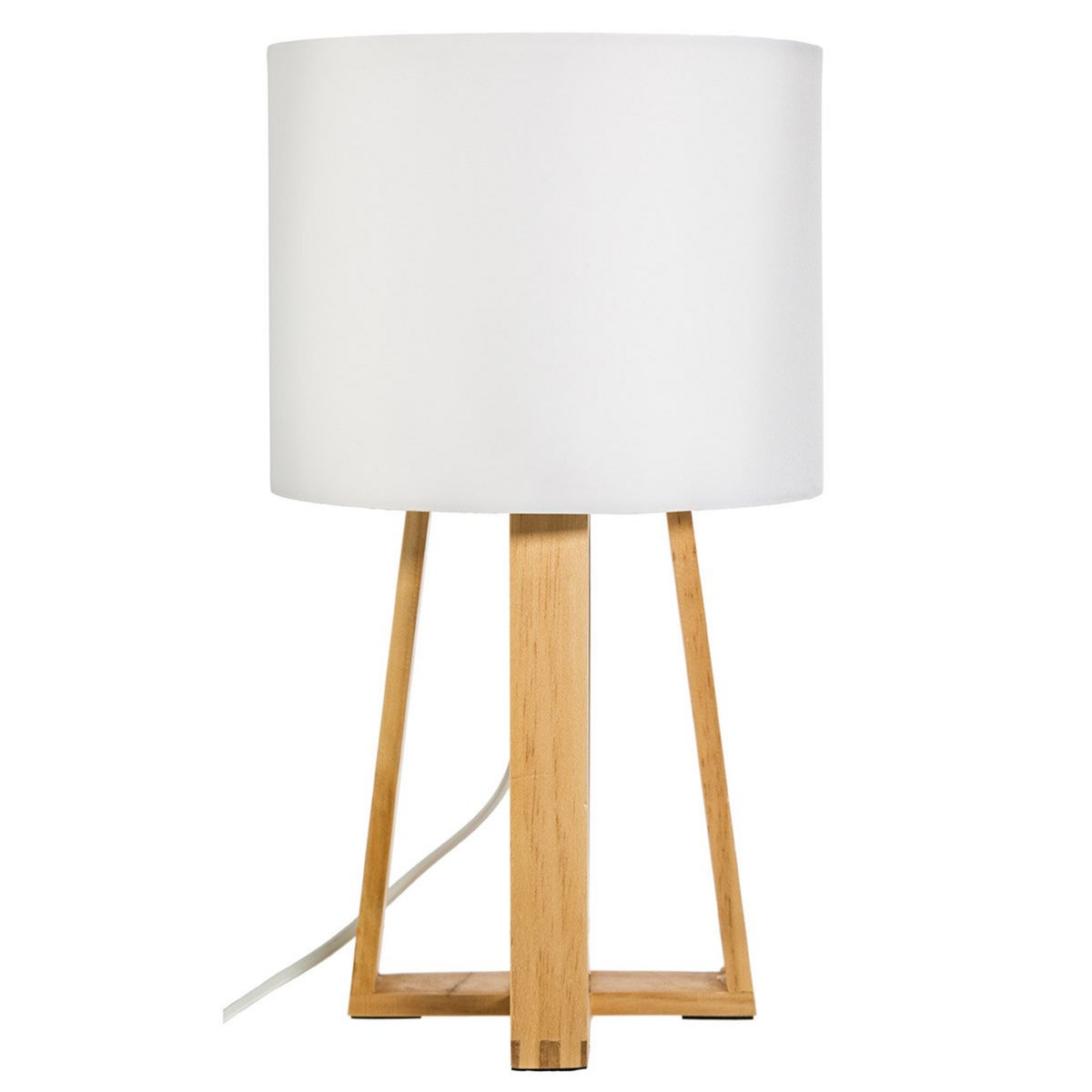 ATMOSPHERA Lampe pied bois Molu blanc