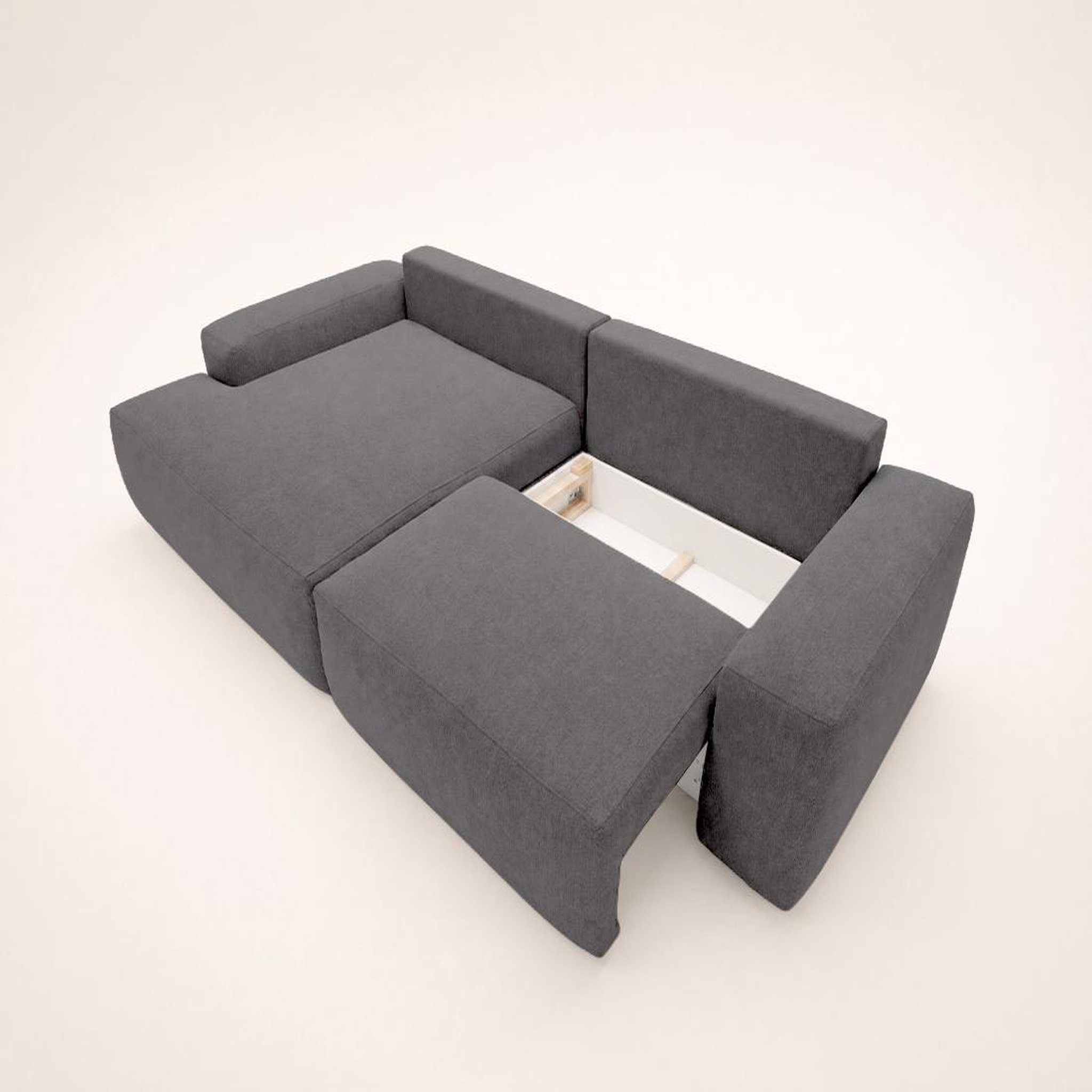 Voir la diapositive 5 : BEST MOBILIER Tama - canapé d'angle gauche 4 places convertible avec coffre en tissu