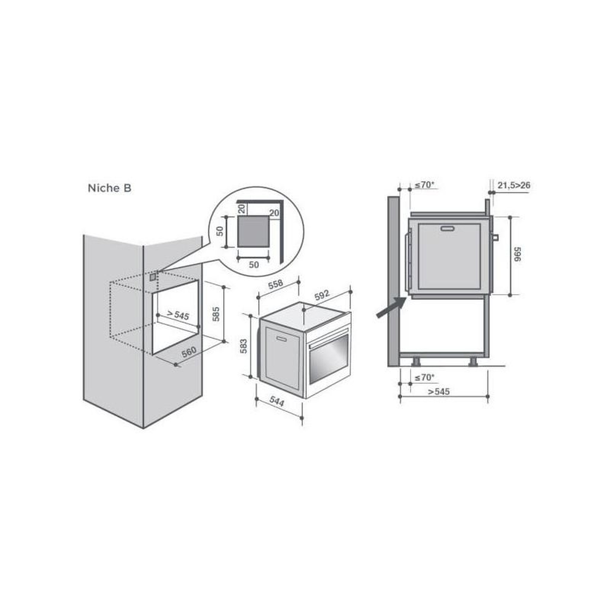 Voir la diapositive 4 : De Dietrich Four intégrable multifonction 73l 60cm pyrolyse noir/inox - dop7220x