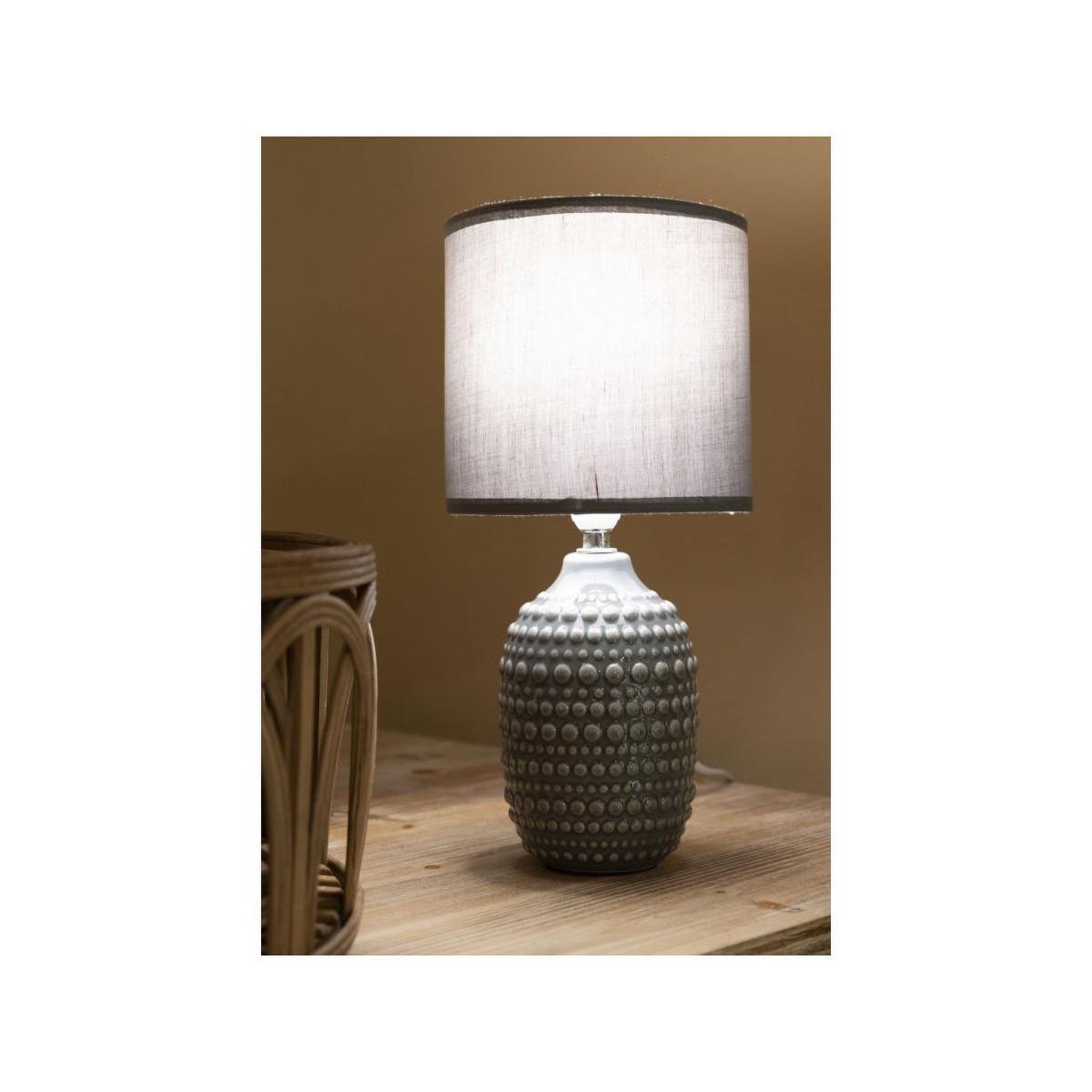 Voir la diapositive 5 : Paris Prix Lampe à poser en céramique  points  30cm gris