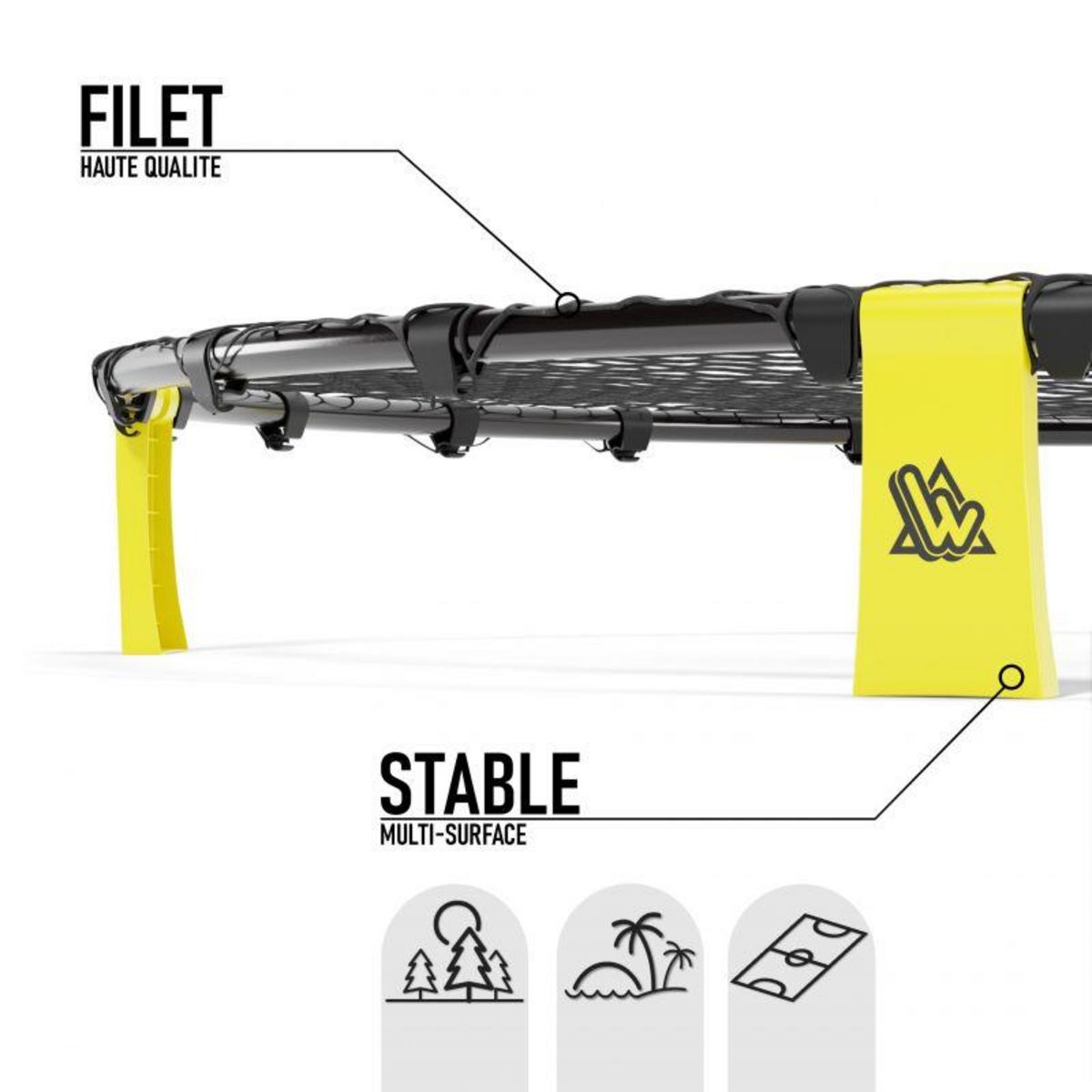 WOWSY Set de Smashball jaune 90cm avec 3 ballons, une pompe et un sac de transport