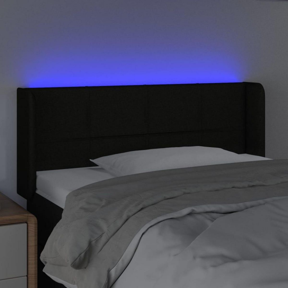 VIDAXL Tete de lit a LED Noir 103x16x78/88 cm Tissu