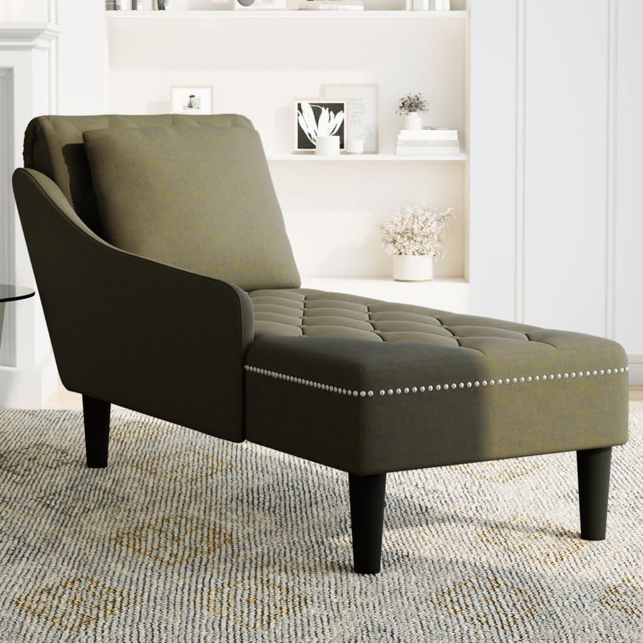 Voir la diapositive 3 : VIDAXL Fauteuil long et coussin/accoudoir droit vert armee similicuir