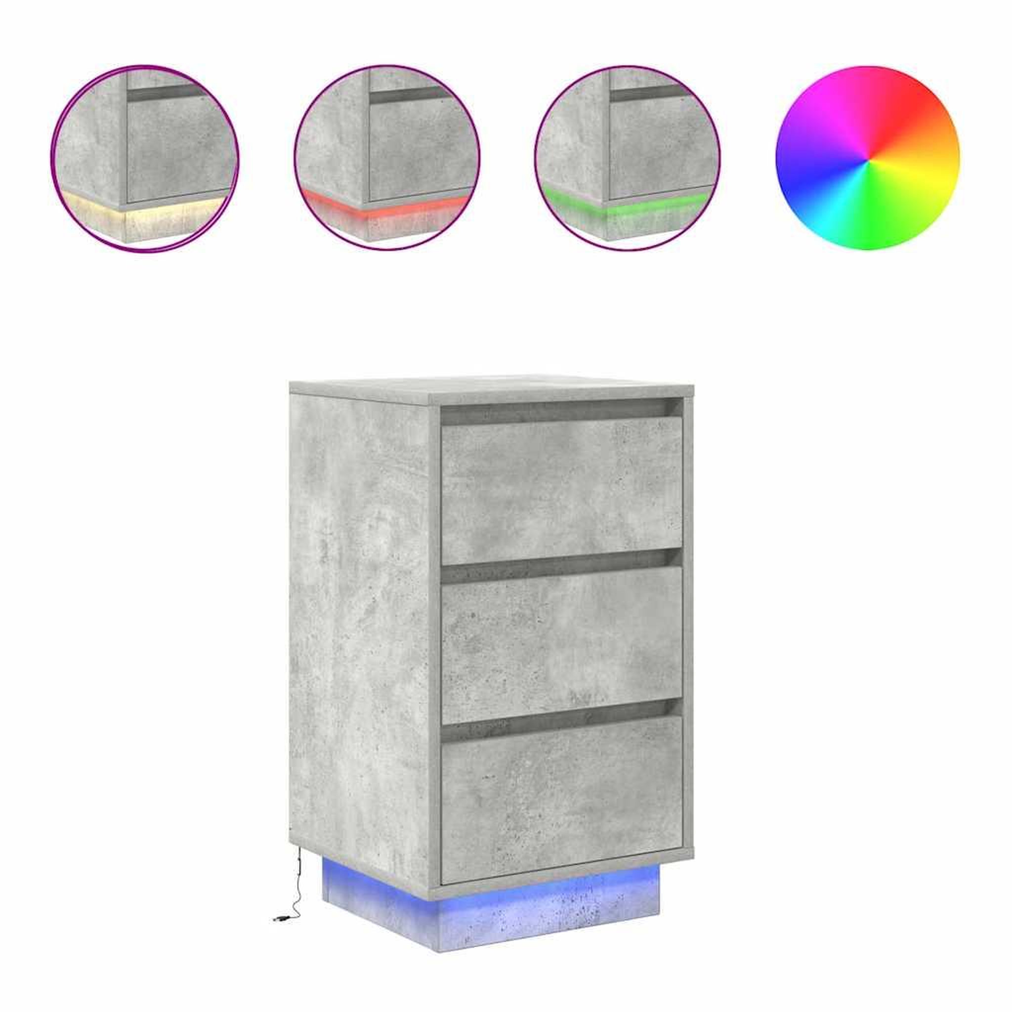Voir la diapositive 2 : VIDAXL Table de chevet avec lumieres LED gris beton 38x34x65 cm