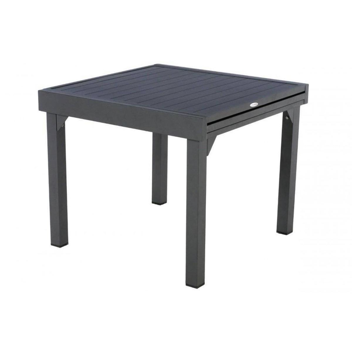 HESPERIDE Table extensible carrée alu Piazza 4/8 places Graphite - Hespéride