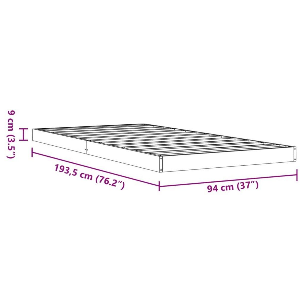 VIDAXL Cadre de lit sans matelas cire marron 90x190 cm bois pin massif