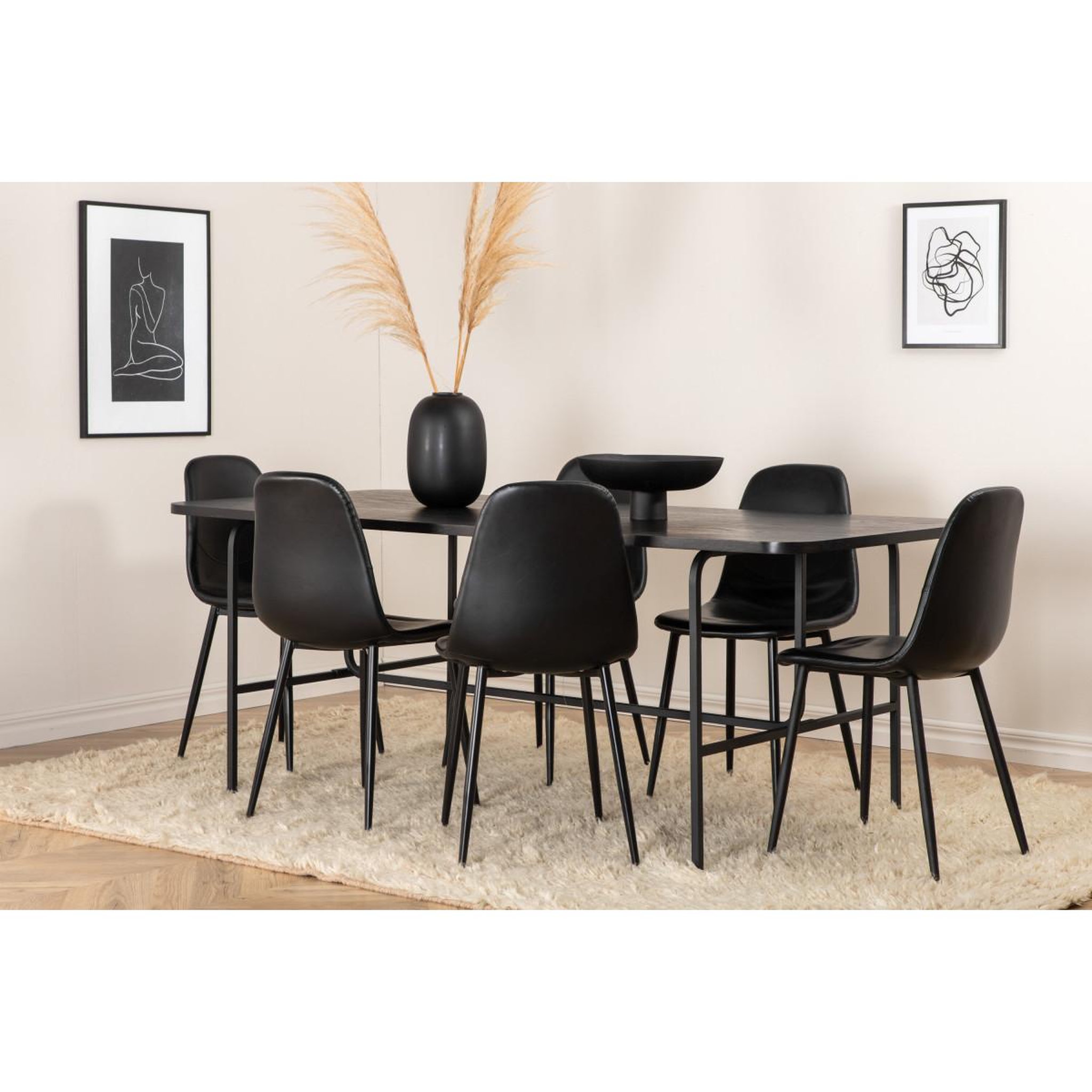 Voir la diapositive 6 : Paris Prix Ensemble table à manger & 6 chaises  uno & polar  200cm noir