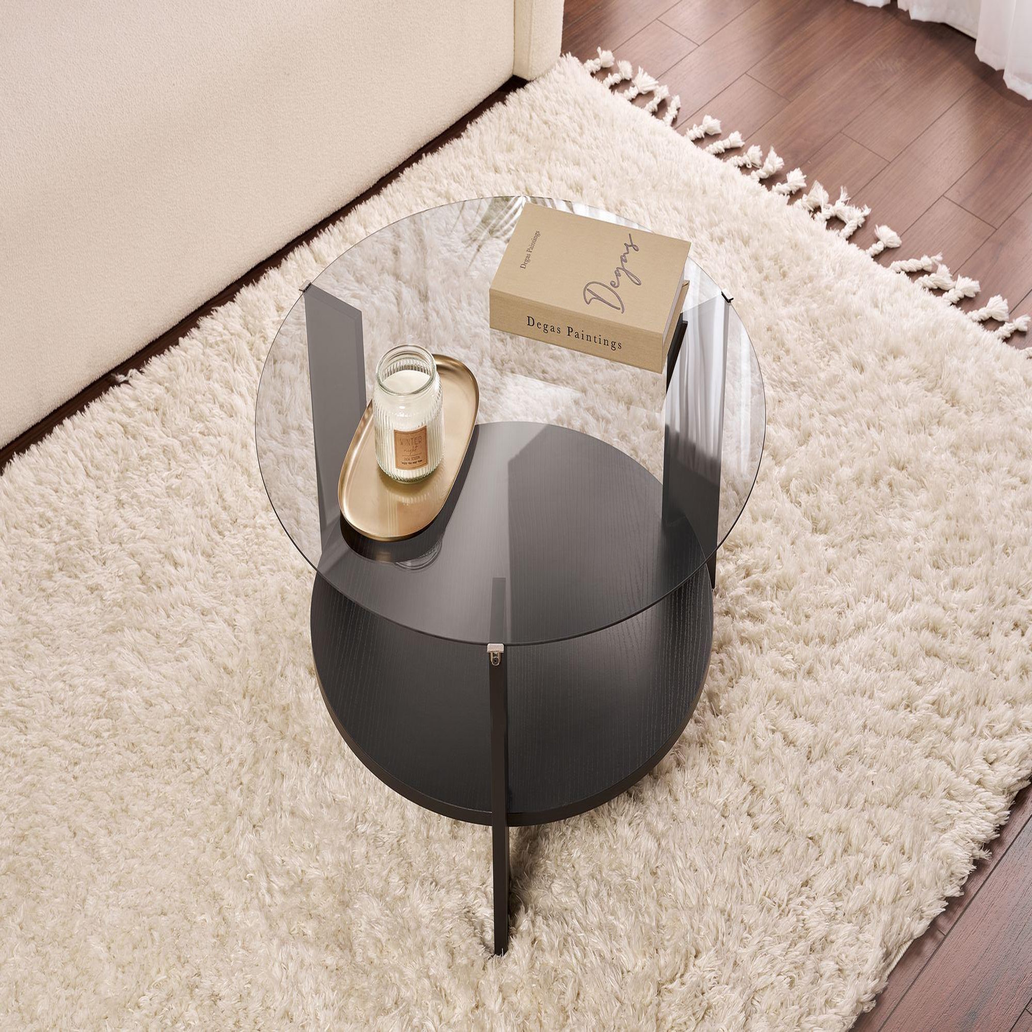 Voir la diapositive 4 : Habitat et Jardin Table basse en bois  clara  - 75 x 75 x 40 cm - bois noirfumée