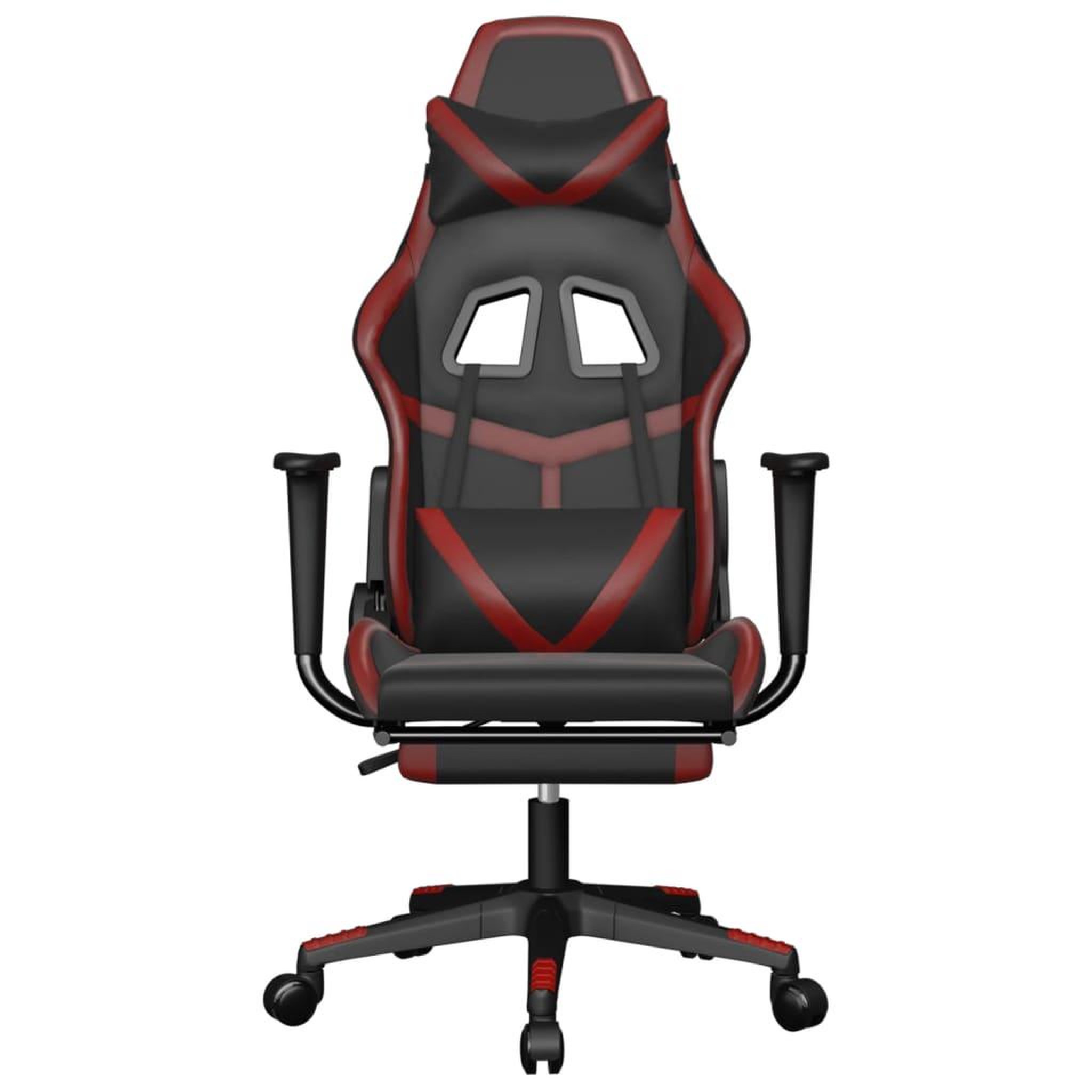 Voir la diapositive 3 : VIDAXL Chaise de jeu avec repose-pied Noir/rouge bordeaux Similicuir