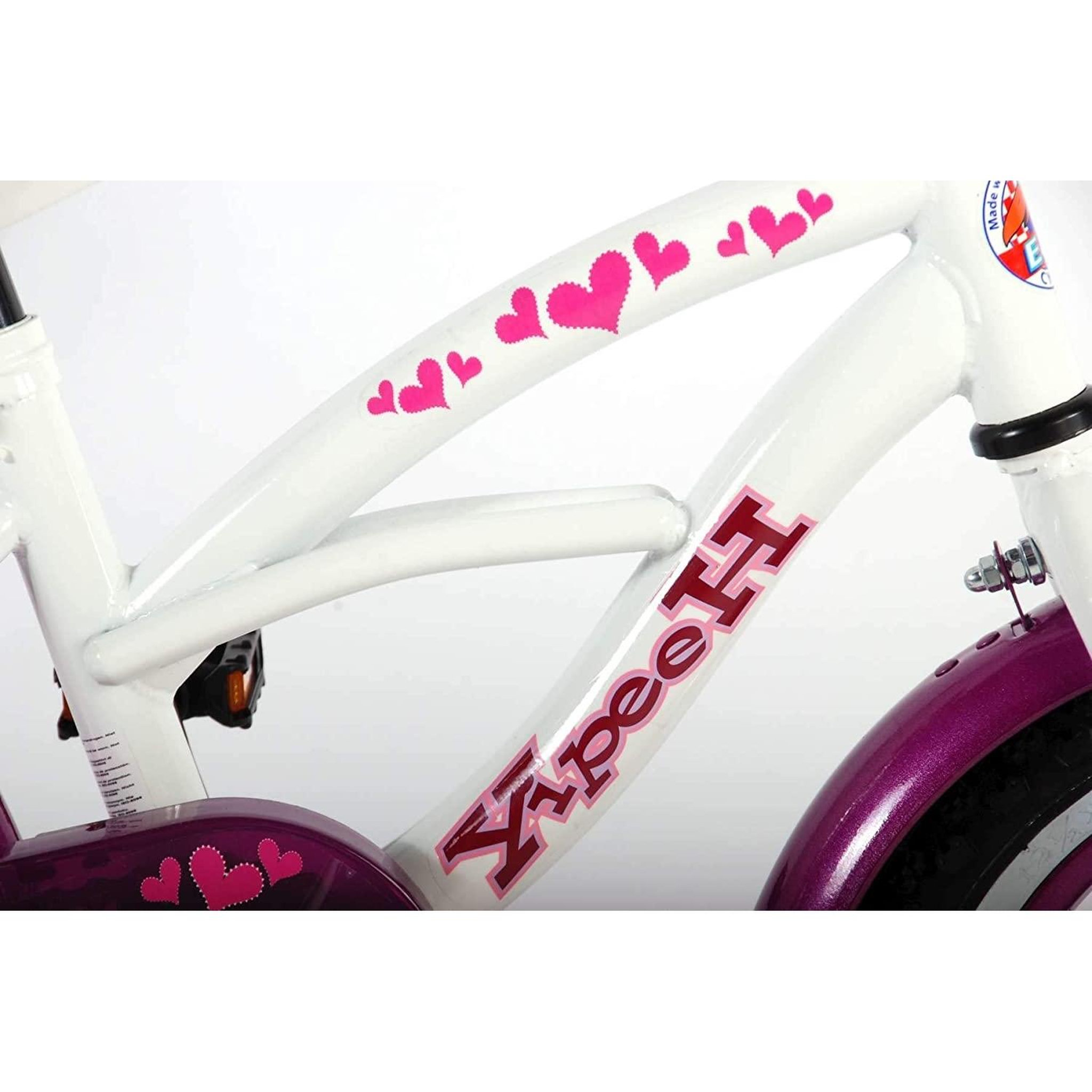 Voir la diapositive 4 : VOLARE Vélo enfant Heart Cruiser 12 pouces blanc violet