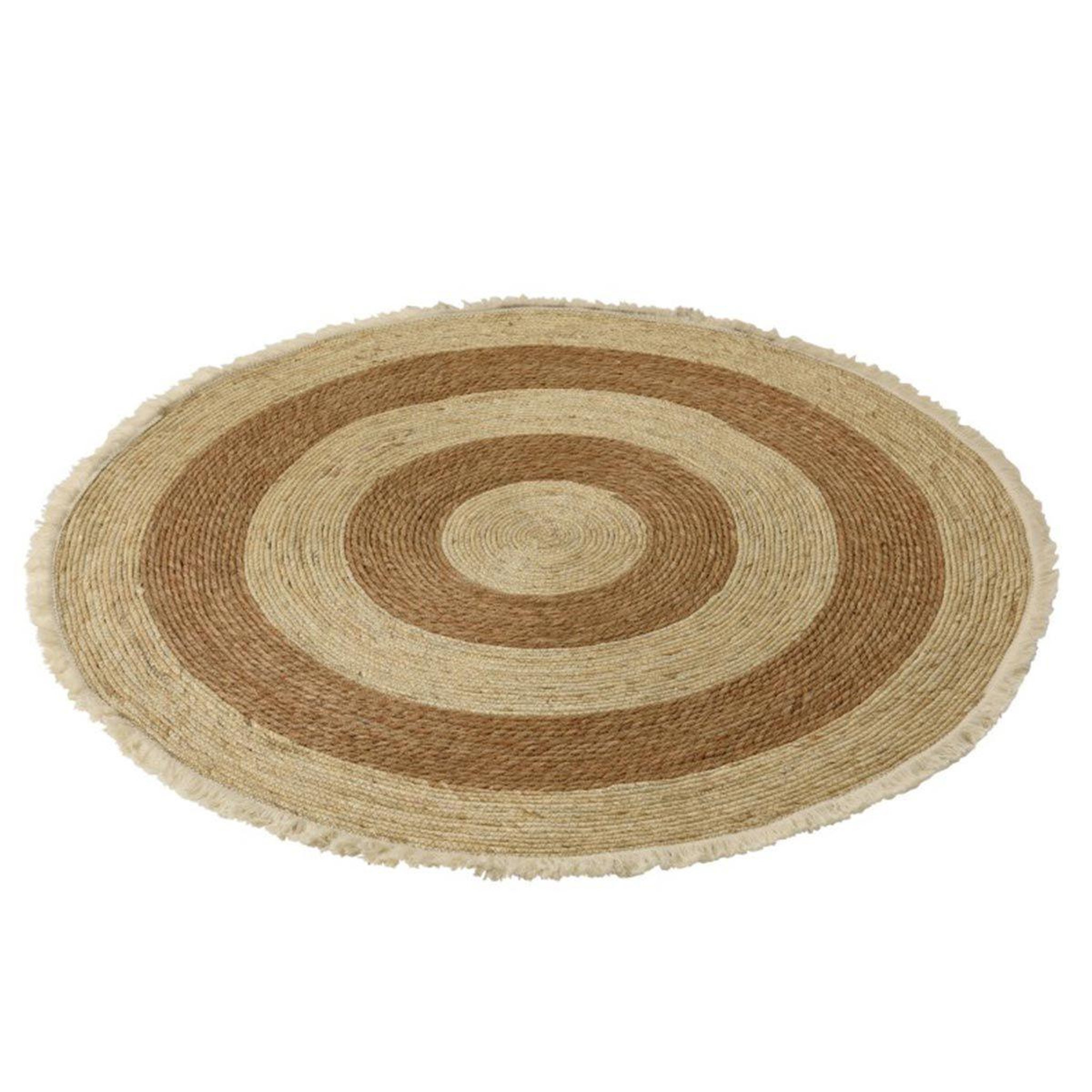 Voir la diapositive 1 : J-LINE Tapis Rond Déco  Floche Écorce  120cm Naturel