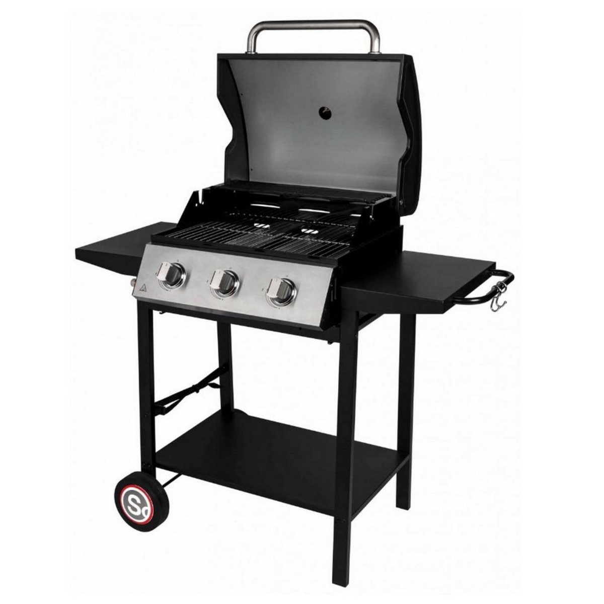 SOMAGIC Barbecue gaz sur pied 3 feux 10.500w noir - 335541
