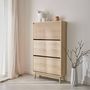 Voir la diapositive 3 : SWEEEK Meuble à chaussures scandinave décor bois clair 3 portes abattantes capacité 18 paires de chaussures