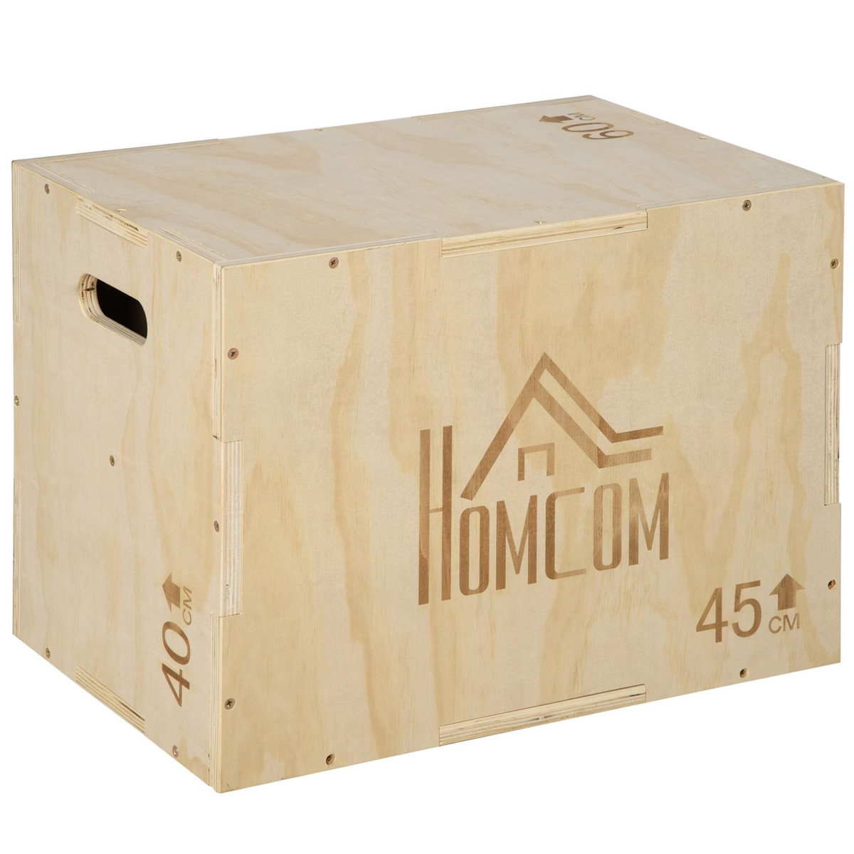 HOMCOM Box jump - box de pliométrie - boite de saut - 3 hauteurs 40/45/60H cm - charge max. 120 Kg - bois de hêtre