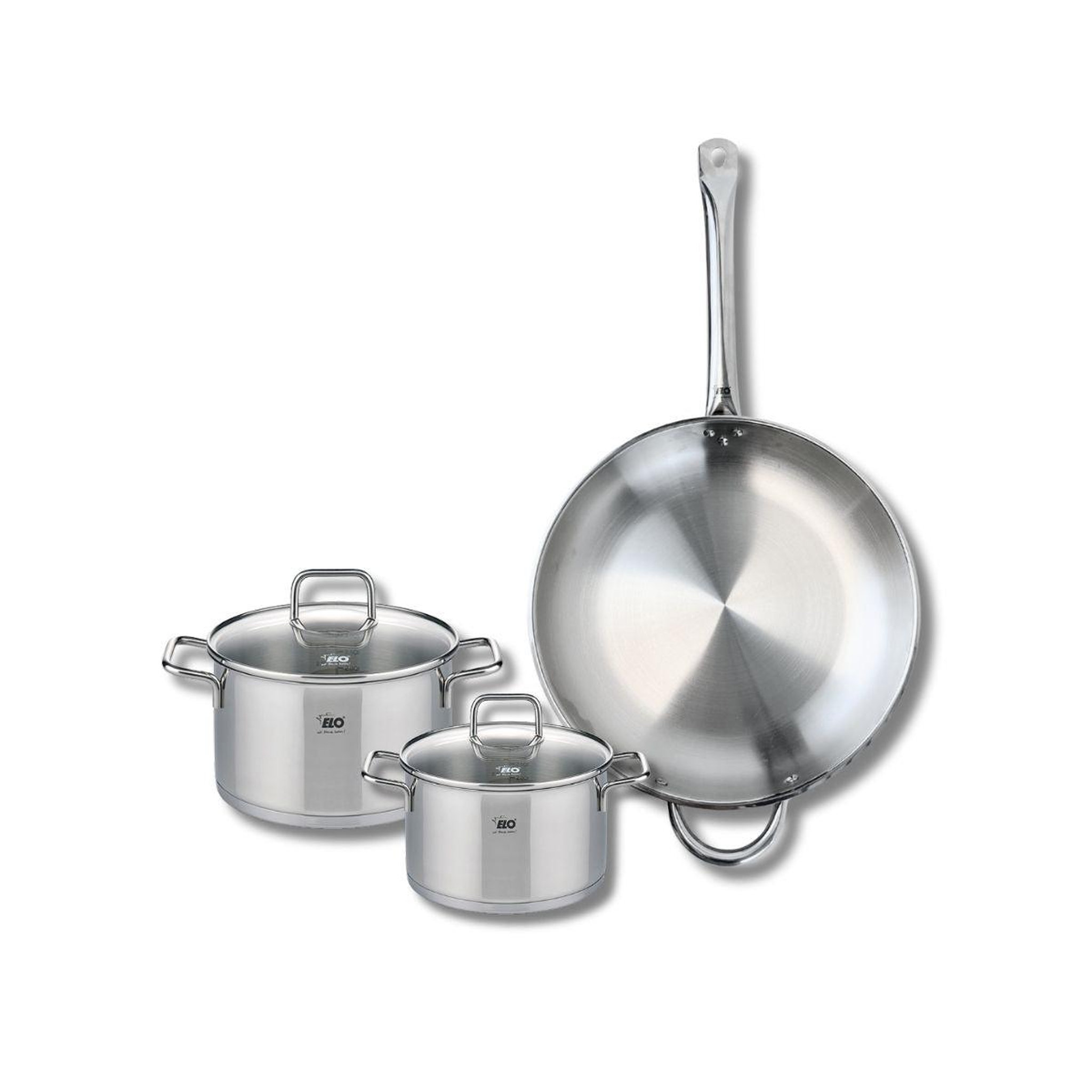 ELO Ensemble de 1 poêle de cuisson 32 cm et 2 faitouts 16 et 20 cm elo profi citrin