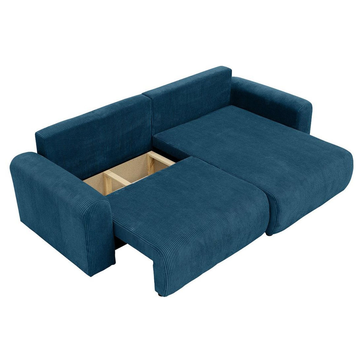 BEST MOBILIER Naomi - canapé d'angle réversible 4 places convertible avec coffre en velours côtelé