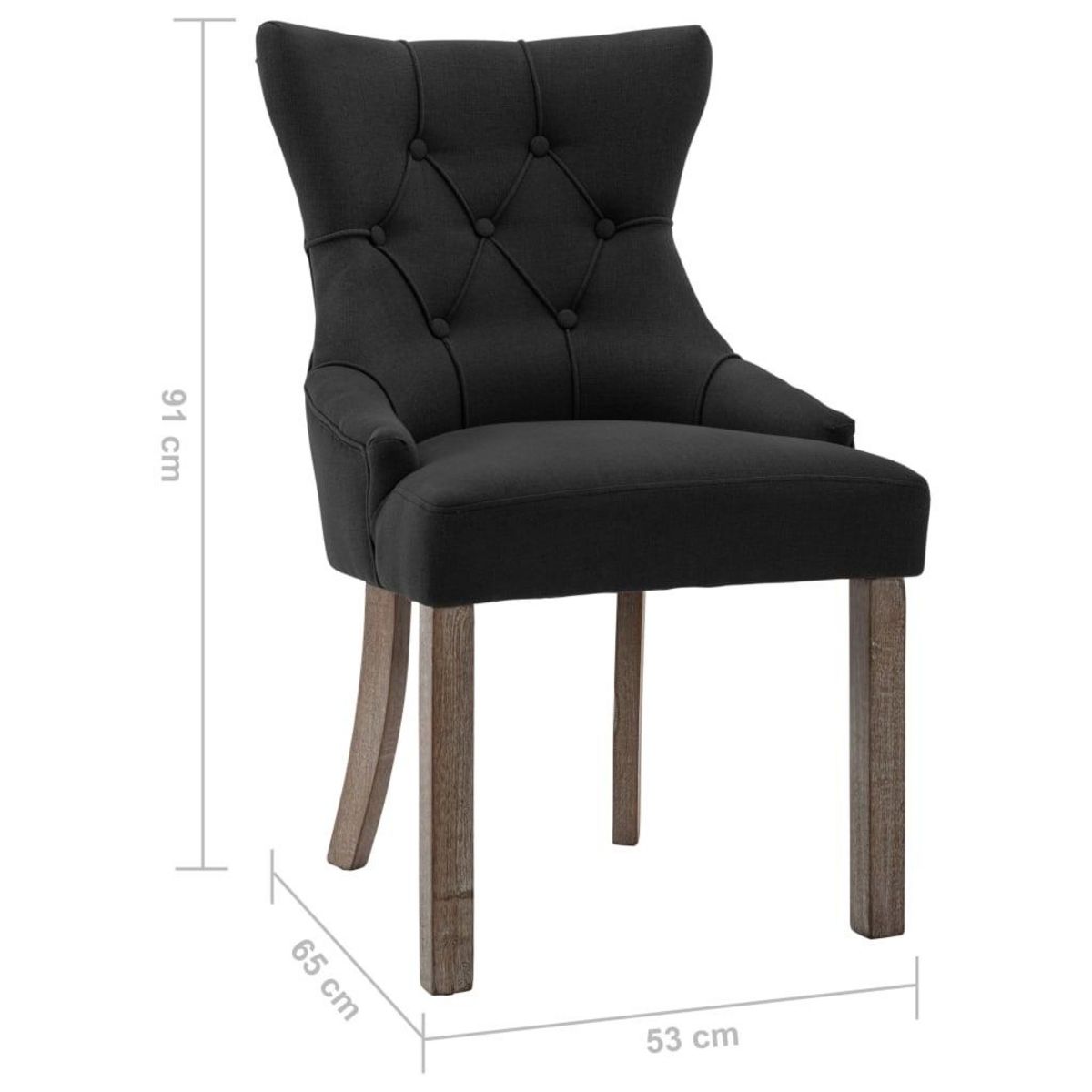 VIDAXL Chaises a manger lot de 6 noir tissu