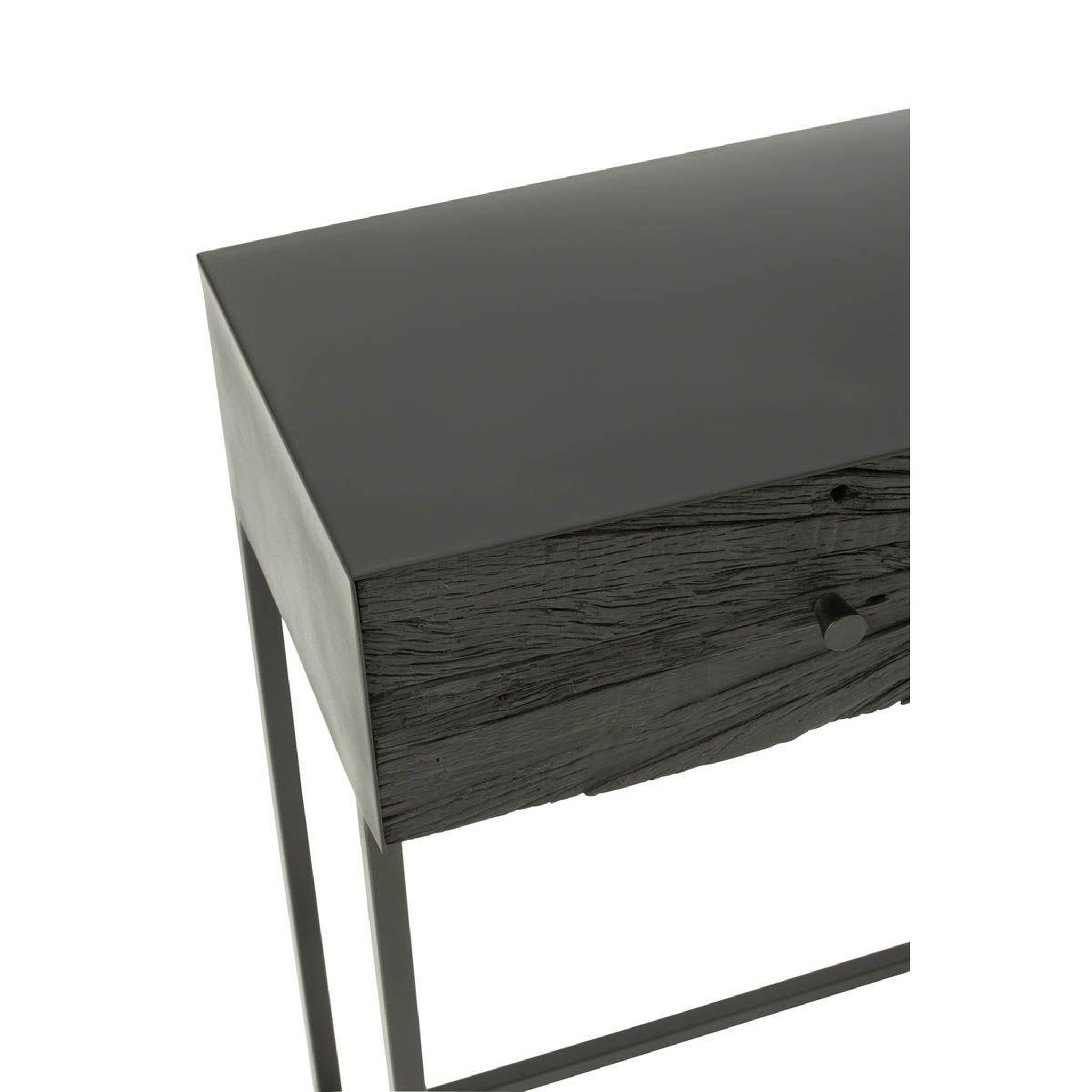 Voir la diapositive 6 : J-LINE Console 2 tiroirs en bois  shanil  100cm noir