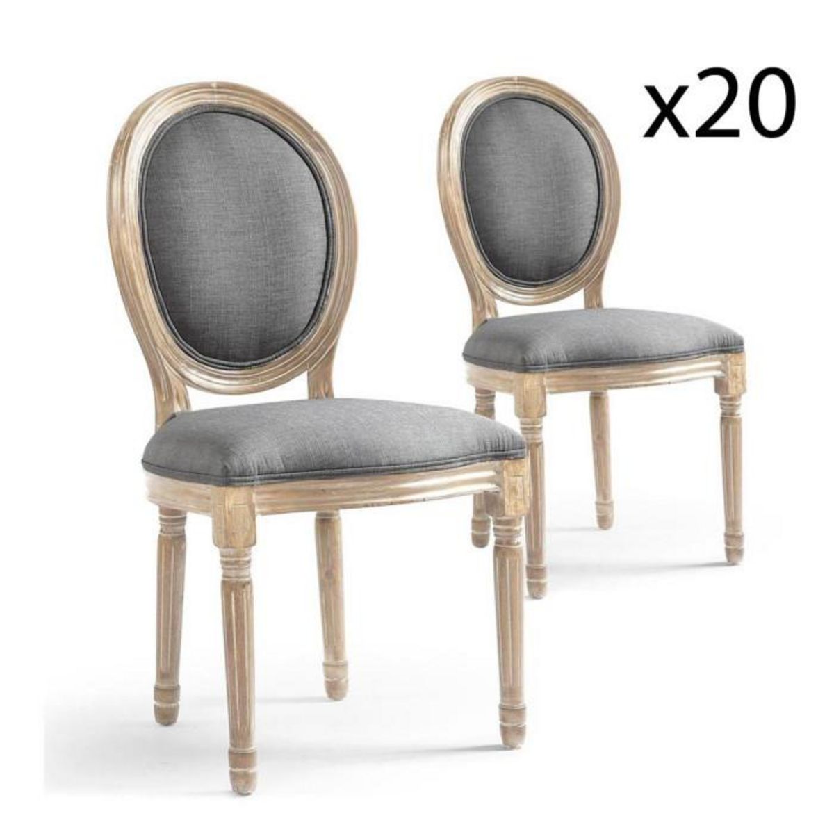 Paris Prix Lot de 20 Chaises Médaillon Tissu  Versailles  96cm Gris Clair