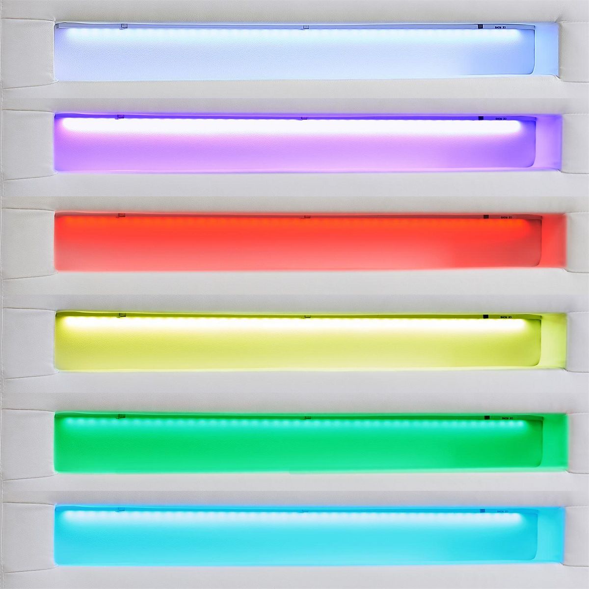 IDIMEX Lit LED simple LUCENO 90x190 cm, avec sommier, revêtement synthétique