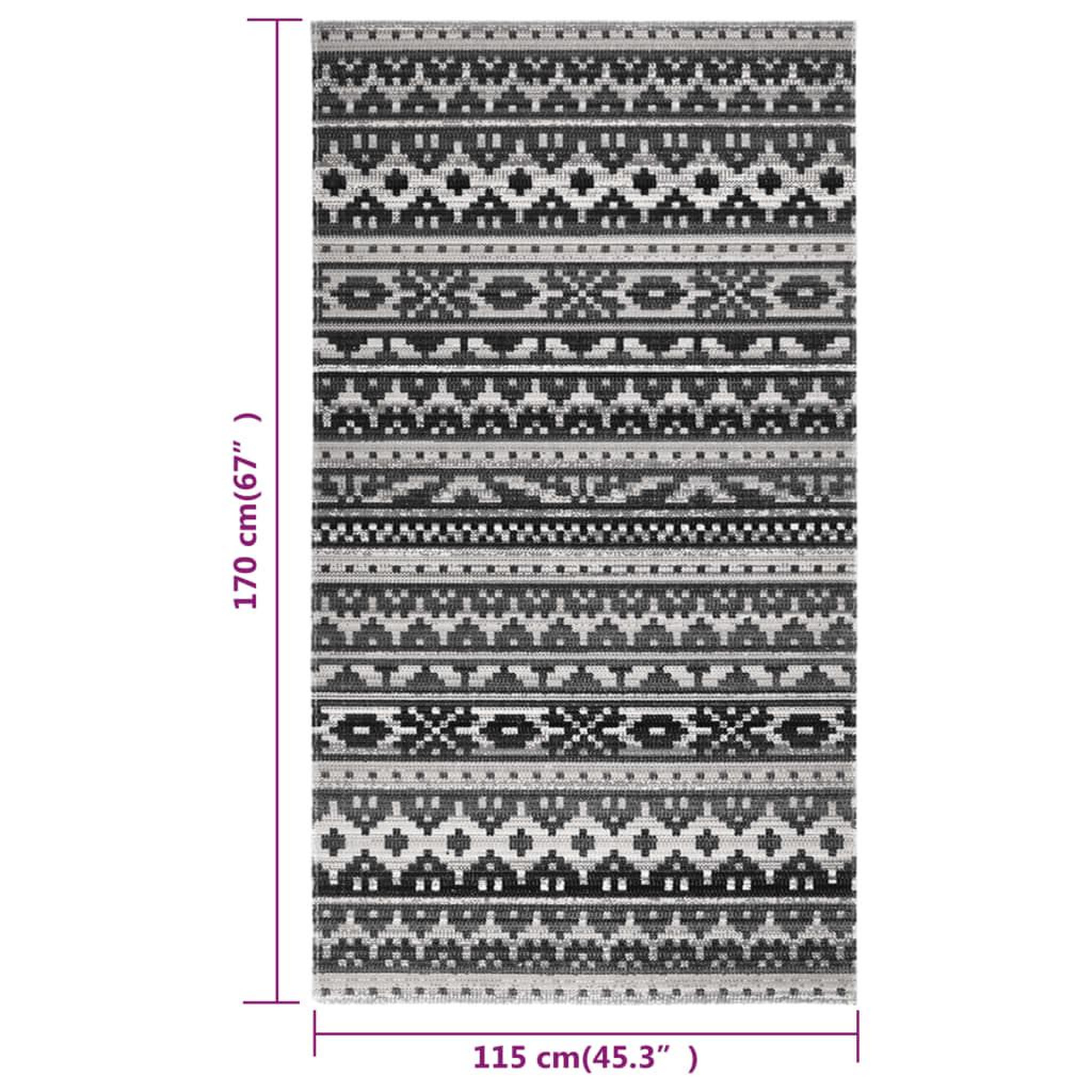 Voir la diapositive 6 : VIDAXL Tapis a tissage plat d'exterieur 115x170 cm Gris fonce