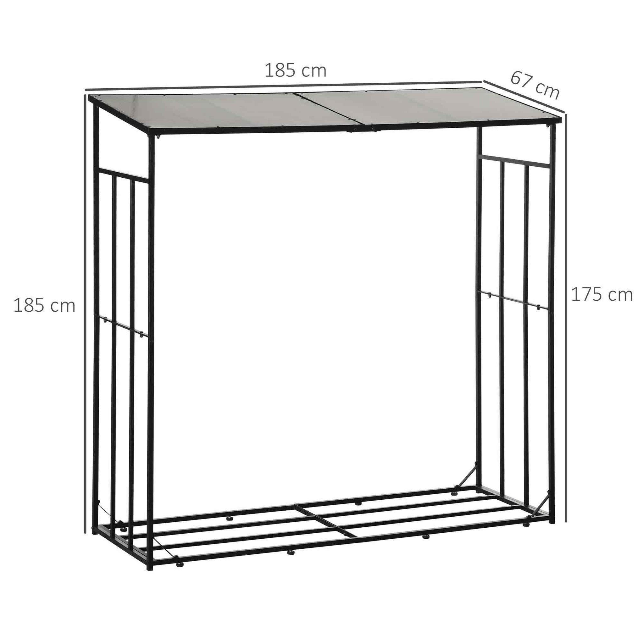 Voir la diapositive 3 : OUTSUNNY Abri-bûches pour bois de chauffage stockage extérieur du bois en métal et polycarbonate 185 x 67 x 185 cm noir