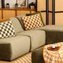 Voir la diapositive 4 : ATMOSPHERA Coussin Tufté Damier  Itha  38x58cm Ocre