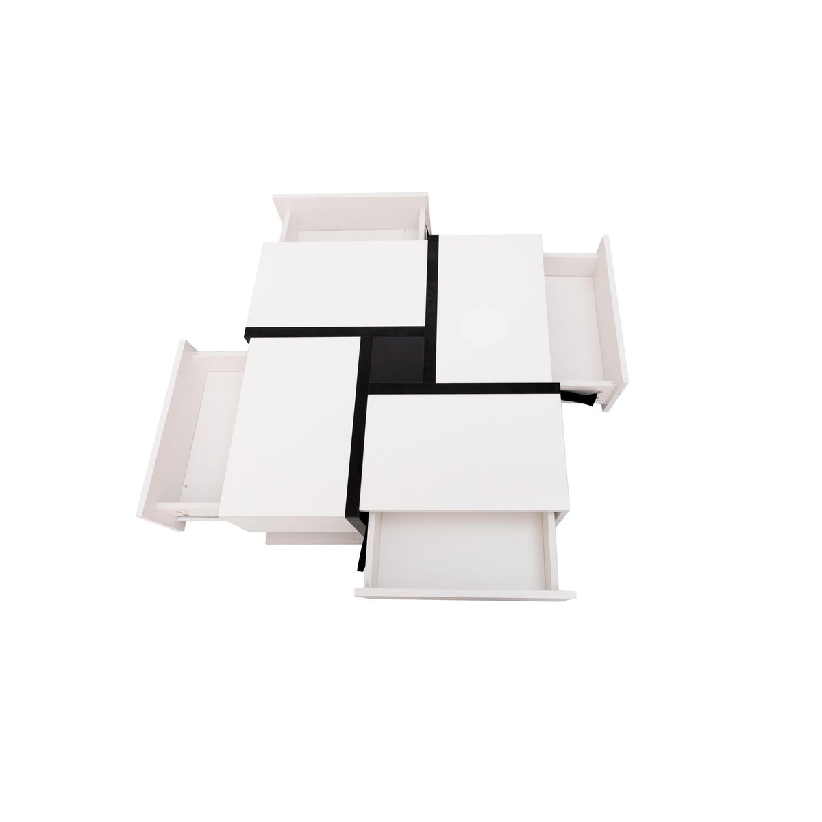 MERAX Table Basse Avec 4 Tiroirs 78 X 78 X 36cm En Blanc