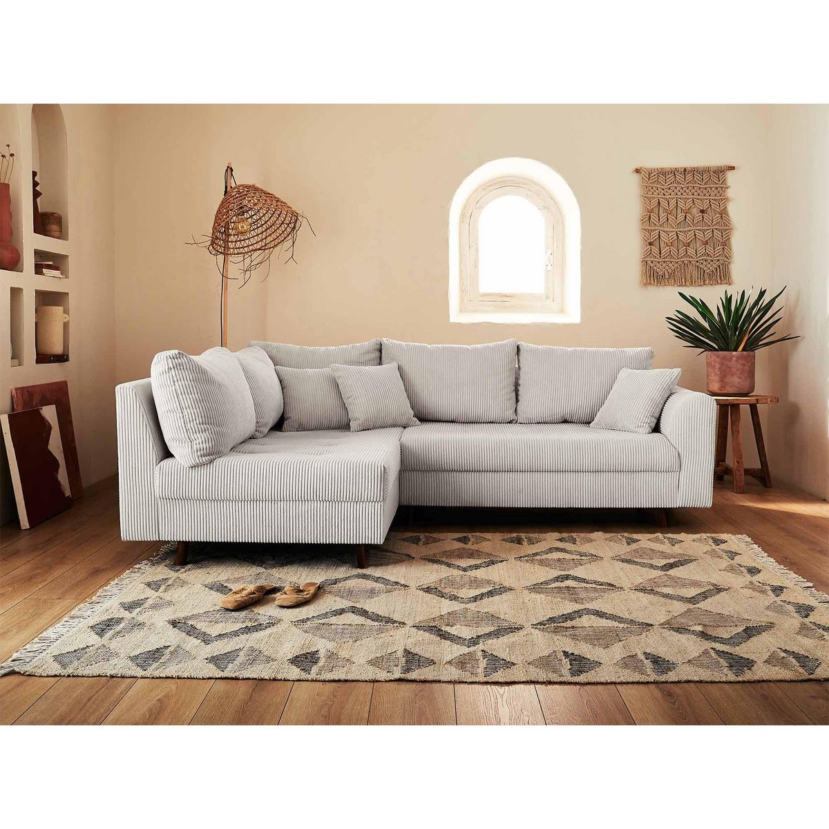 LISA DESIGN Rune - canapé d'angle gauche - 4 places - en velours côtelé