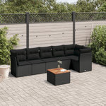 VIDAXL Salon de jardin 7 pcs avec coussins noir resine tressee