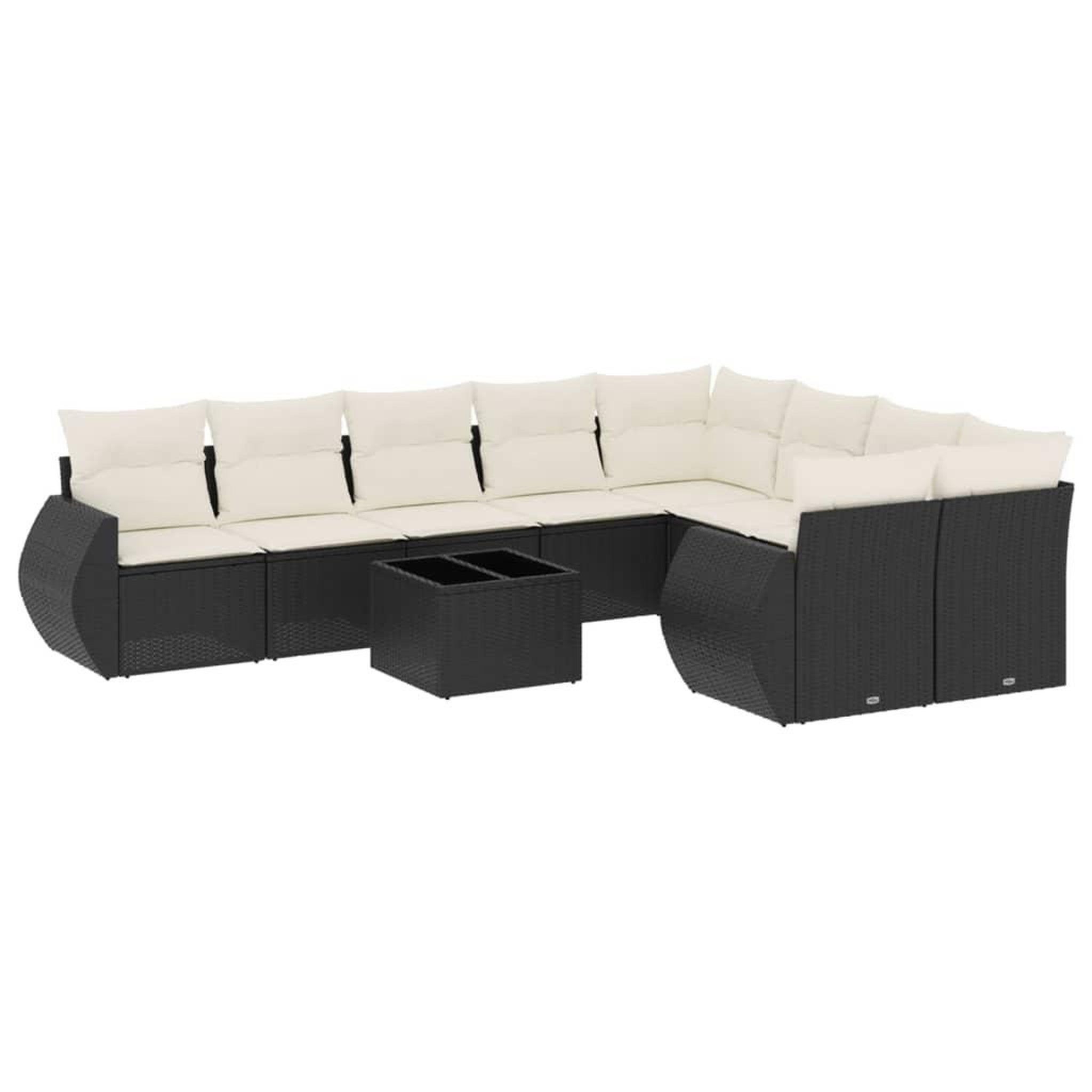 Voir la diapositive 2 : VIDAXL Salon de jardin 10 pcs avec coussins noir resine tressee