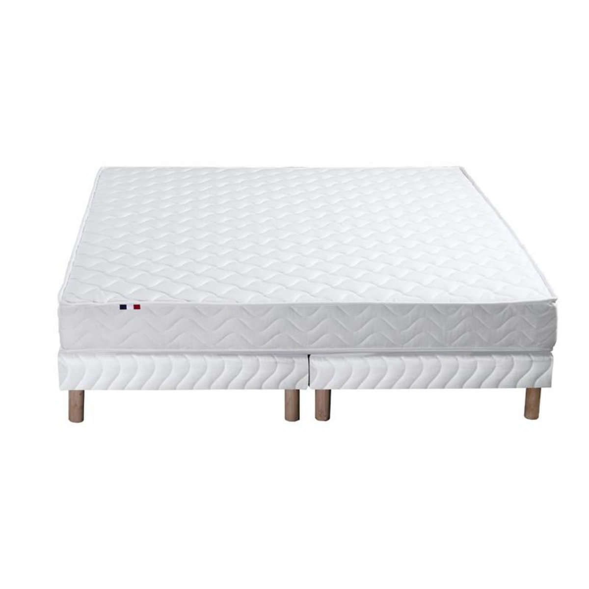 Ensemble Matelas Mousse Accueil Latex 3 Zones + Sommier 2x80x200 cm Blanc TOULON
