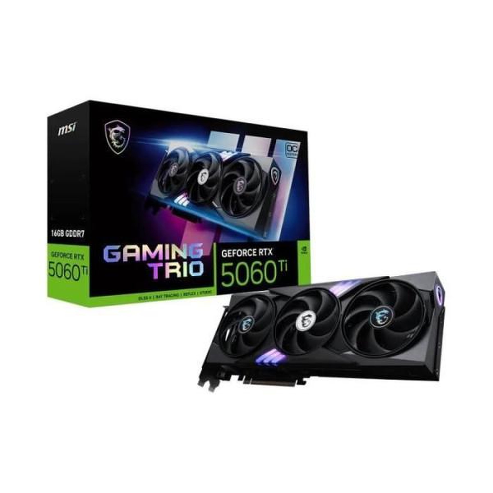 MSI Carte graphique - msi - geforce rtx 5060 ti gaming trio oc 8g - 8 go gddr6 - triple ventilateur torx - refroidissement premium