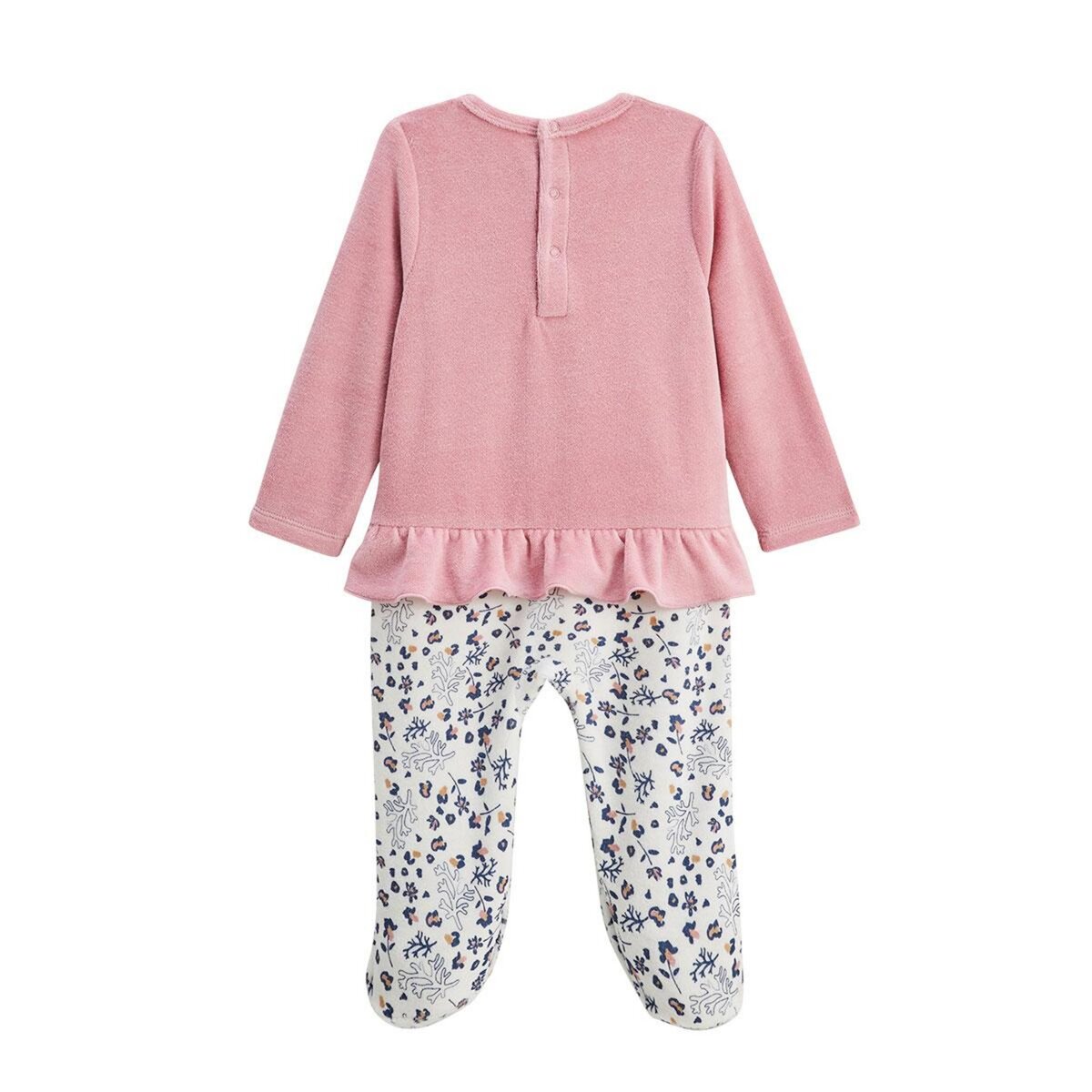 Petit Béguin Pyjama bébé en velours Céleste