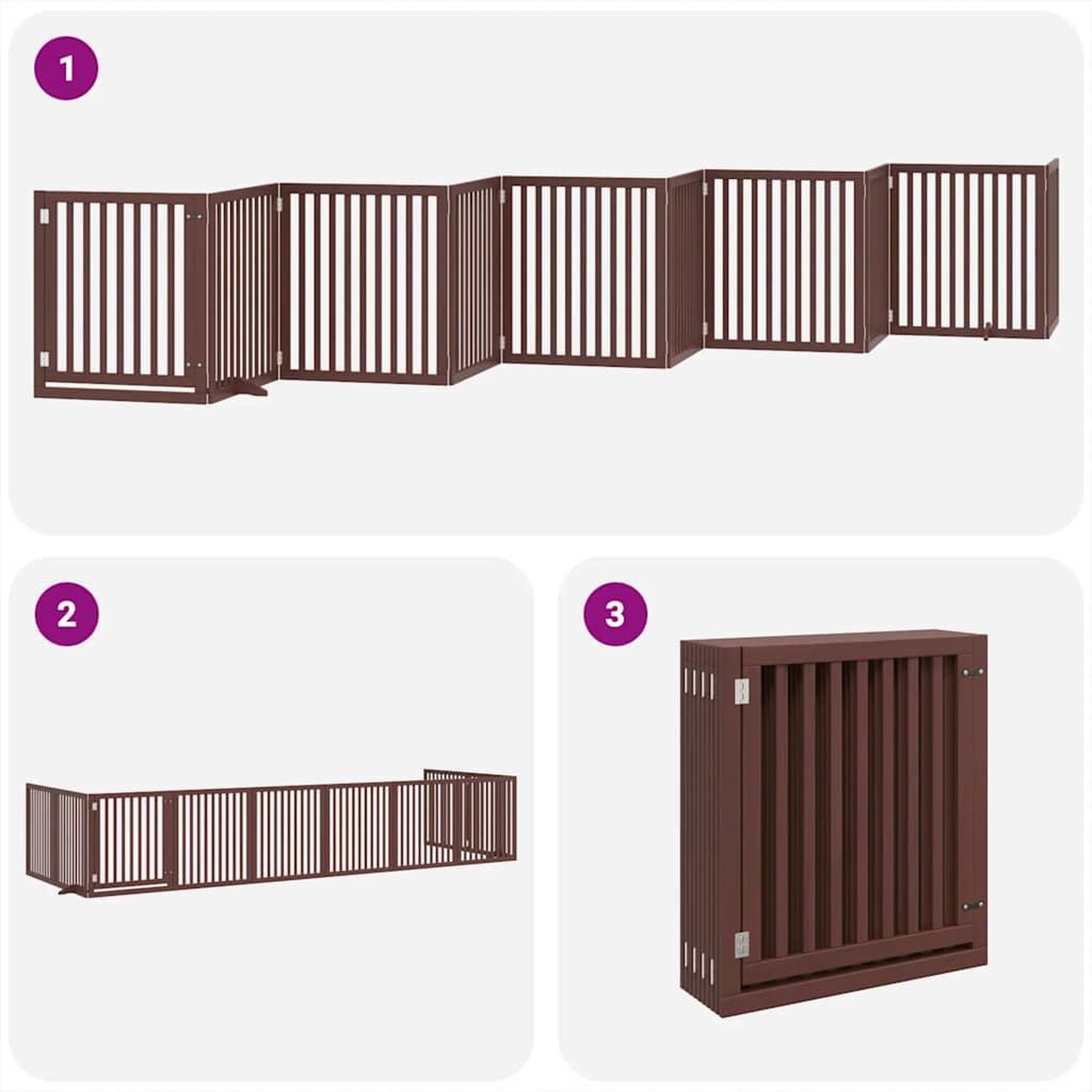 Voir la diapositive 5 : VIDAXL Barriere pour chien porte pliable 10 panneaux bois de peuplier