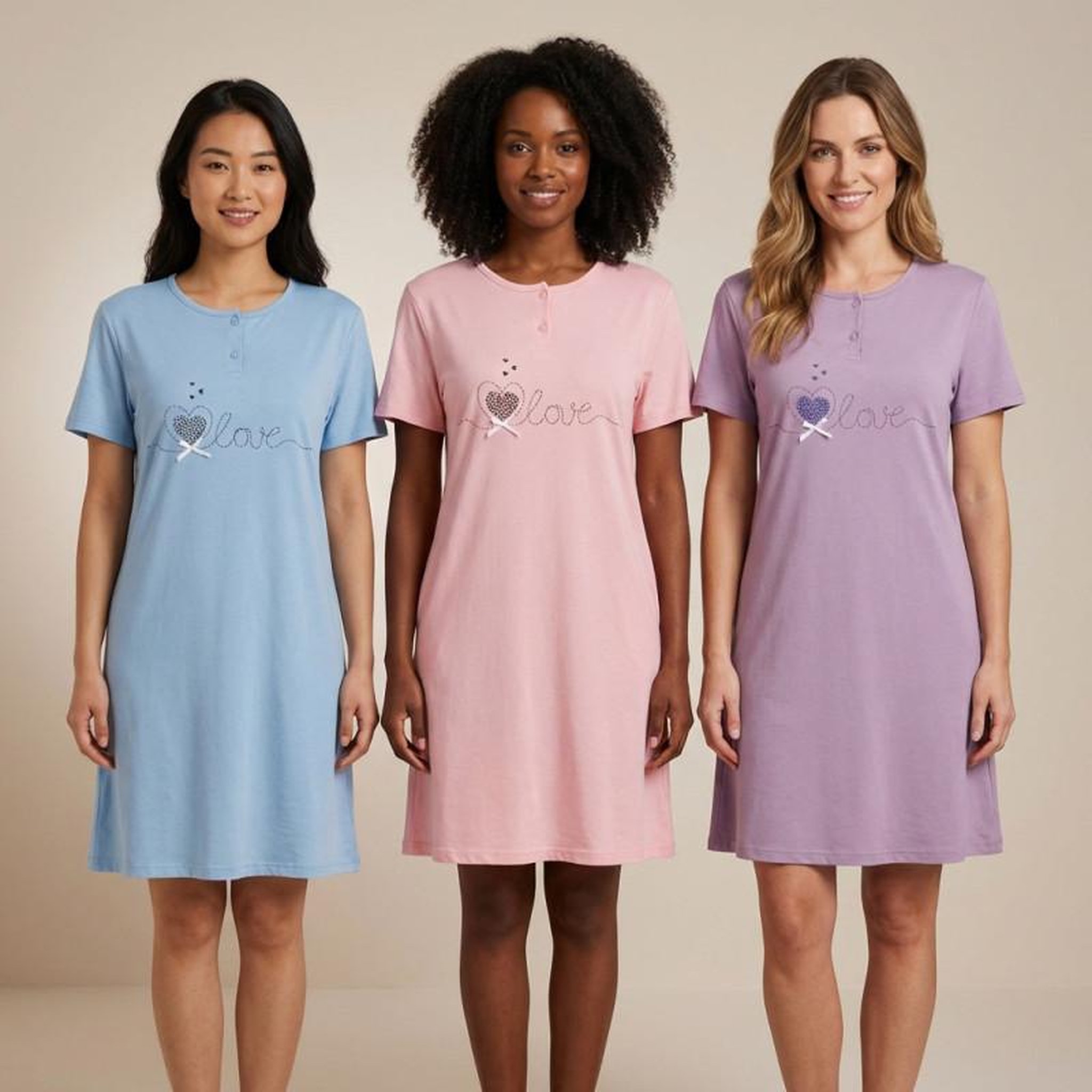 Voir la diapositive 5 : OZABI OZABI Chemise de Nuit Femme Microfibre LOVE Manches Courtes