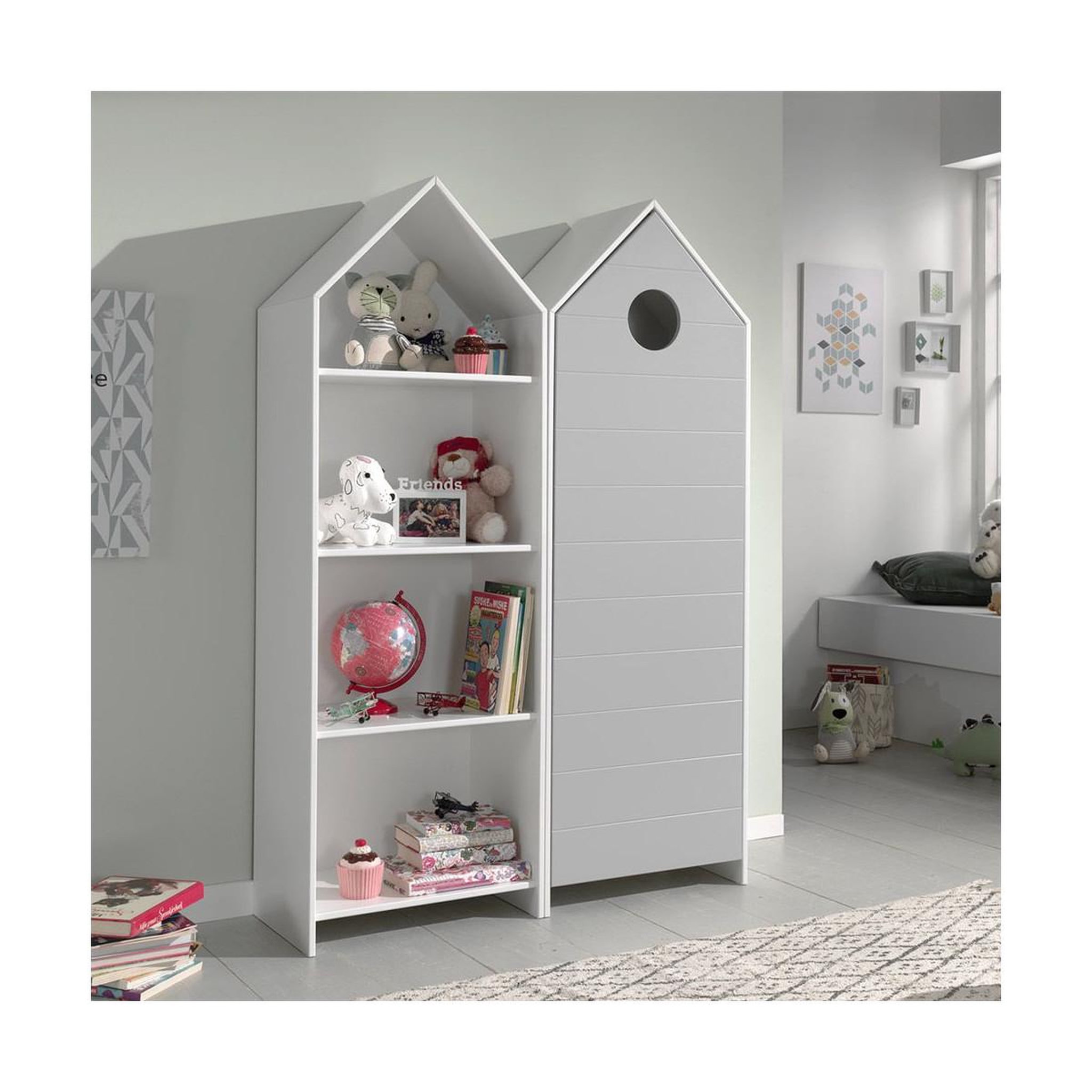 Voir la diapositive 3 : Paris Prix Armoire enfant 4 niveaux  casami  171cm gris