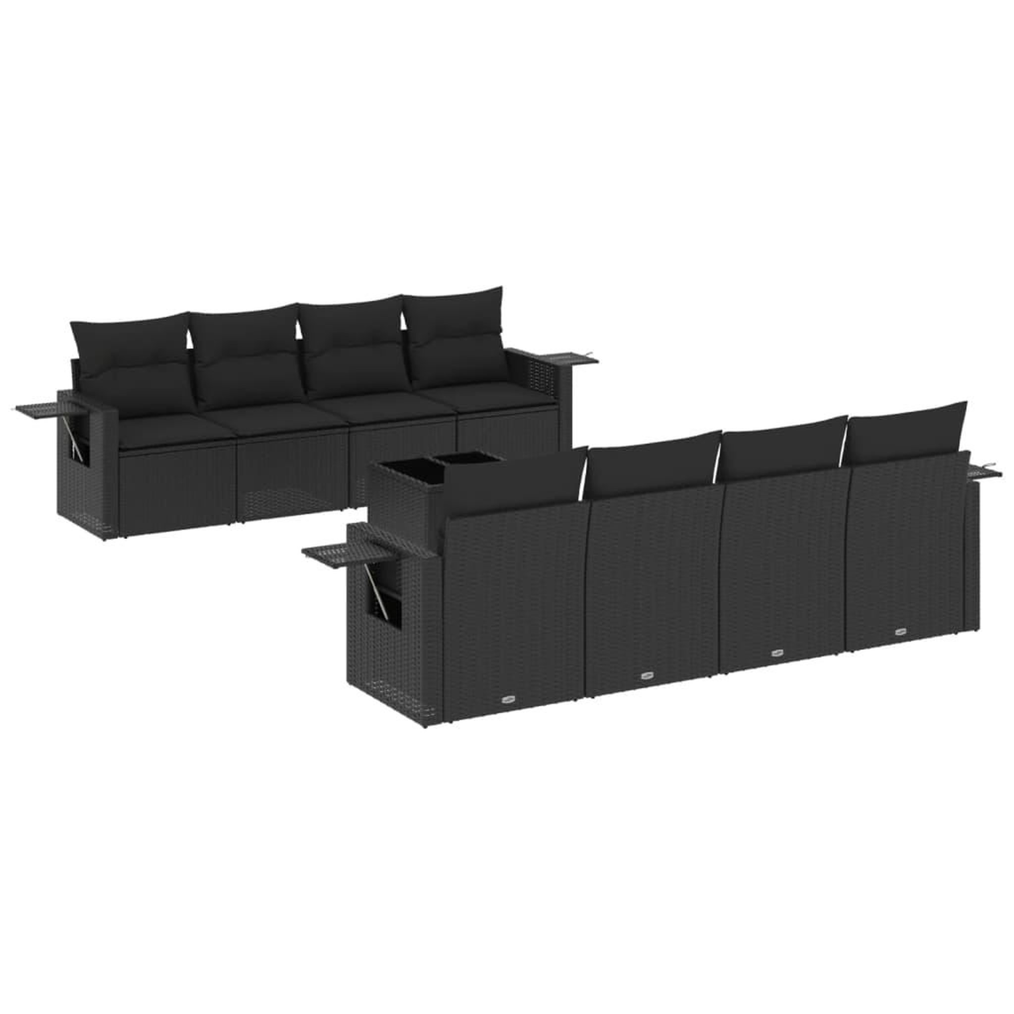 Voir la diapositive 2 : VIDAXL Salon de jardin 9 pcs avec coussins noir resine tressee
