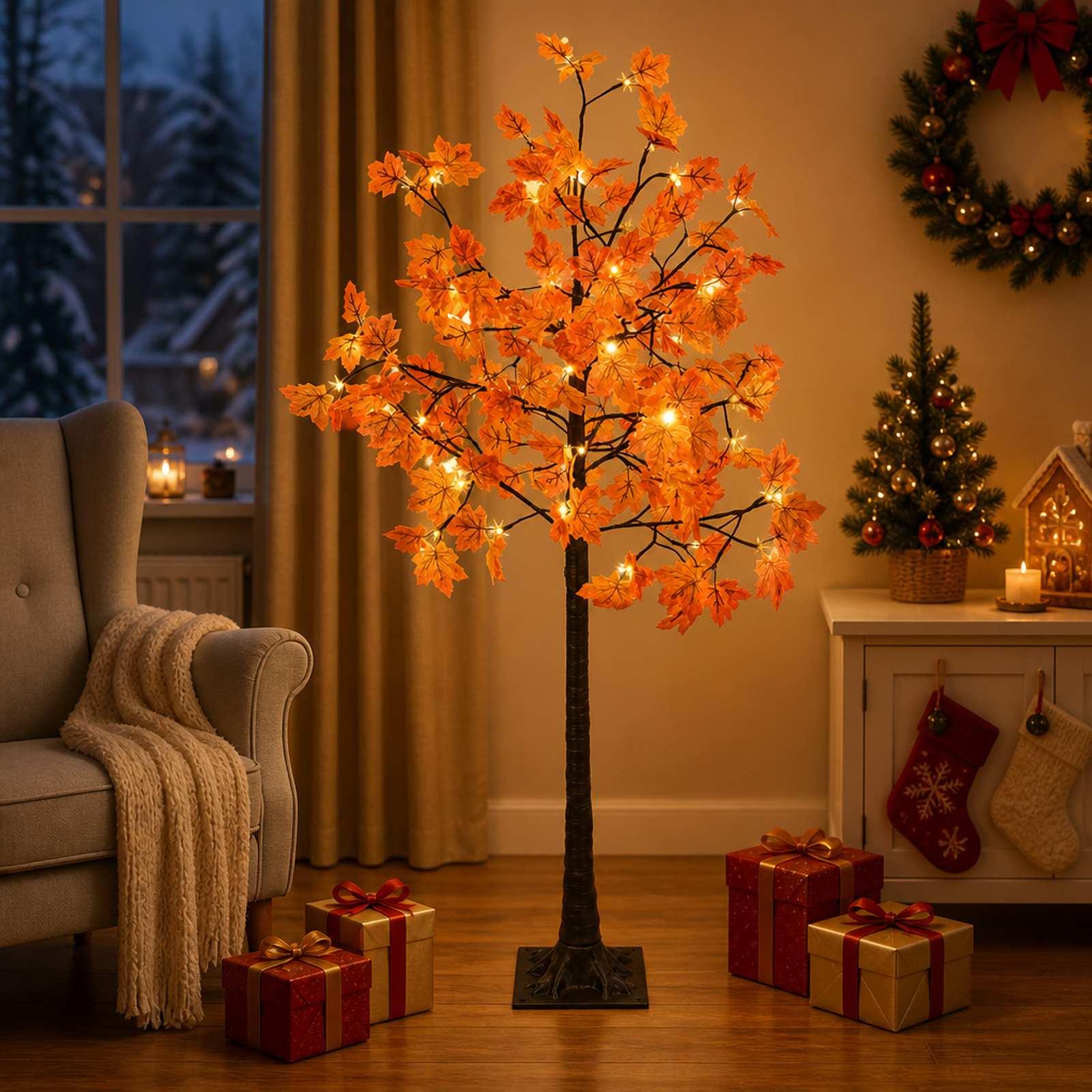 Voir la diapositive 4 : VIDAXL Erable de Noël lumineux LED Marron 22 x 22 x 150 cm Plastique