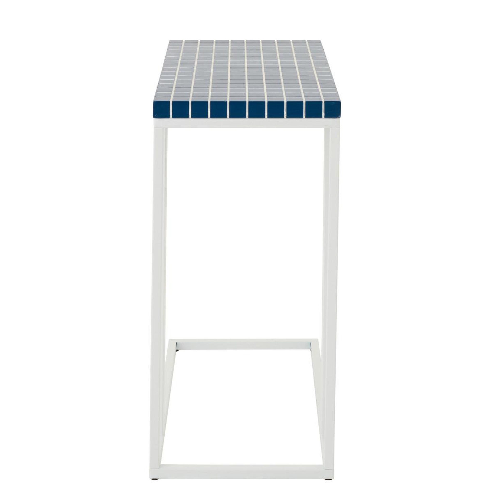 Voir la diapositive 3 : J-LINE Table d'appoint à carreaux  spia  60cm bleu & blanc