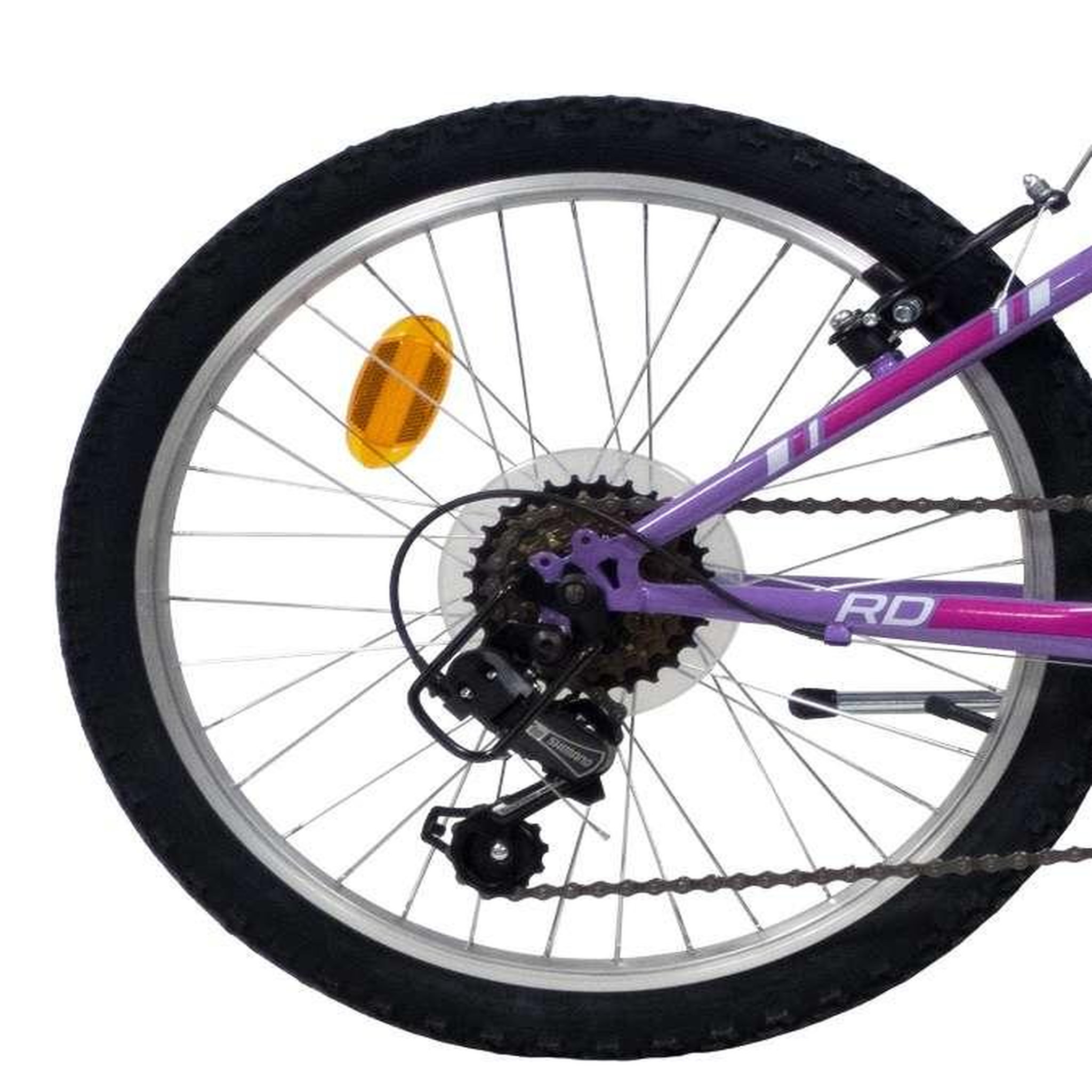 Voir la diapositive 2 : Vélo enfant (120/140 cm) - VTT 20'' Fille Looping - Fourche rigide - 6 vitesses - Dérailleur Shimano - Freins V-Brake